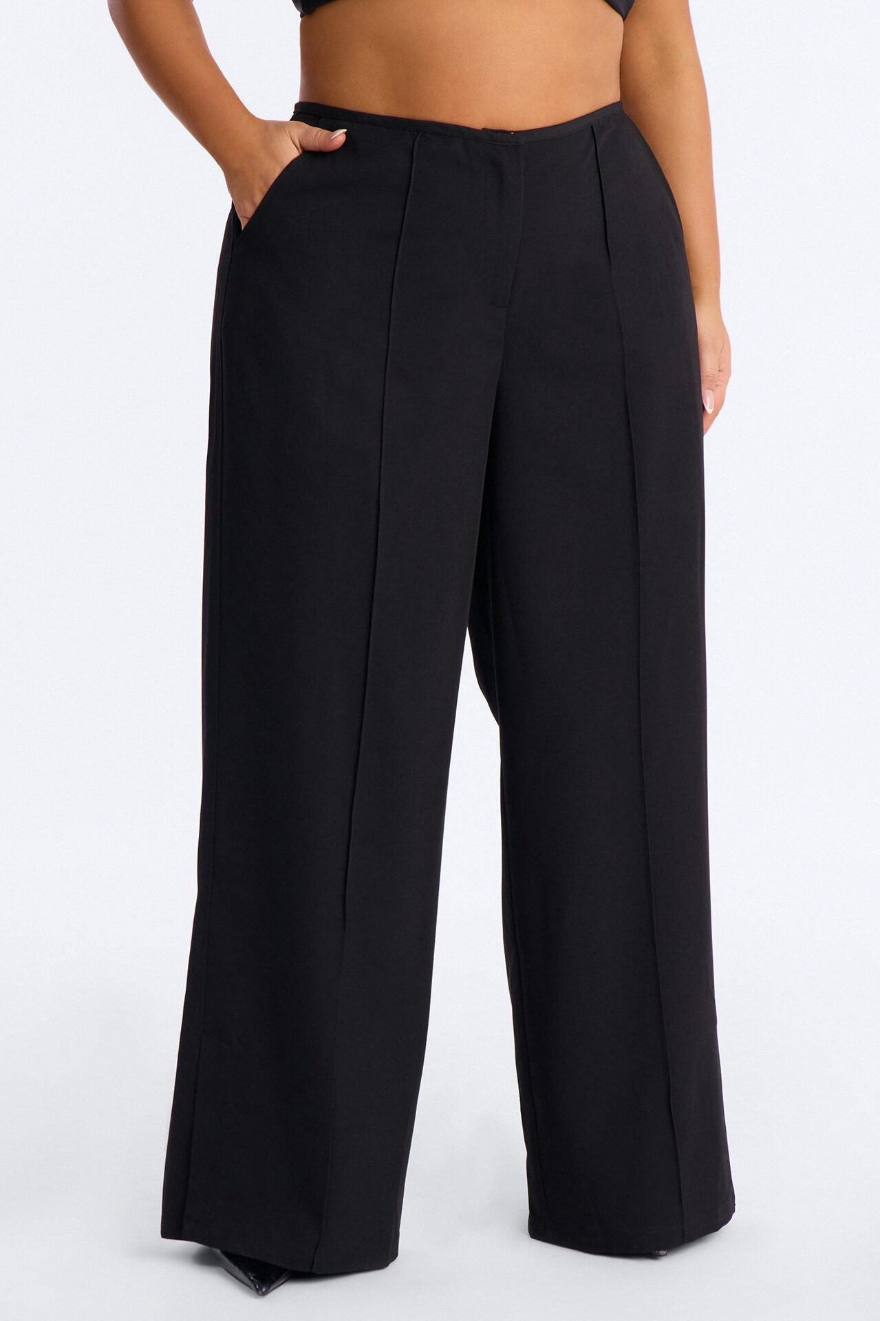 Normani High Rise Straight LegTrouser Pant 33″ - Black