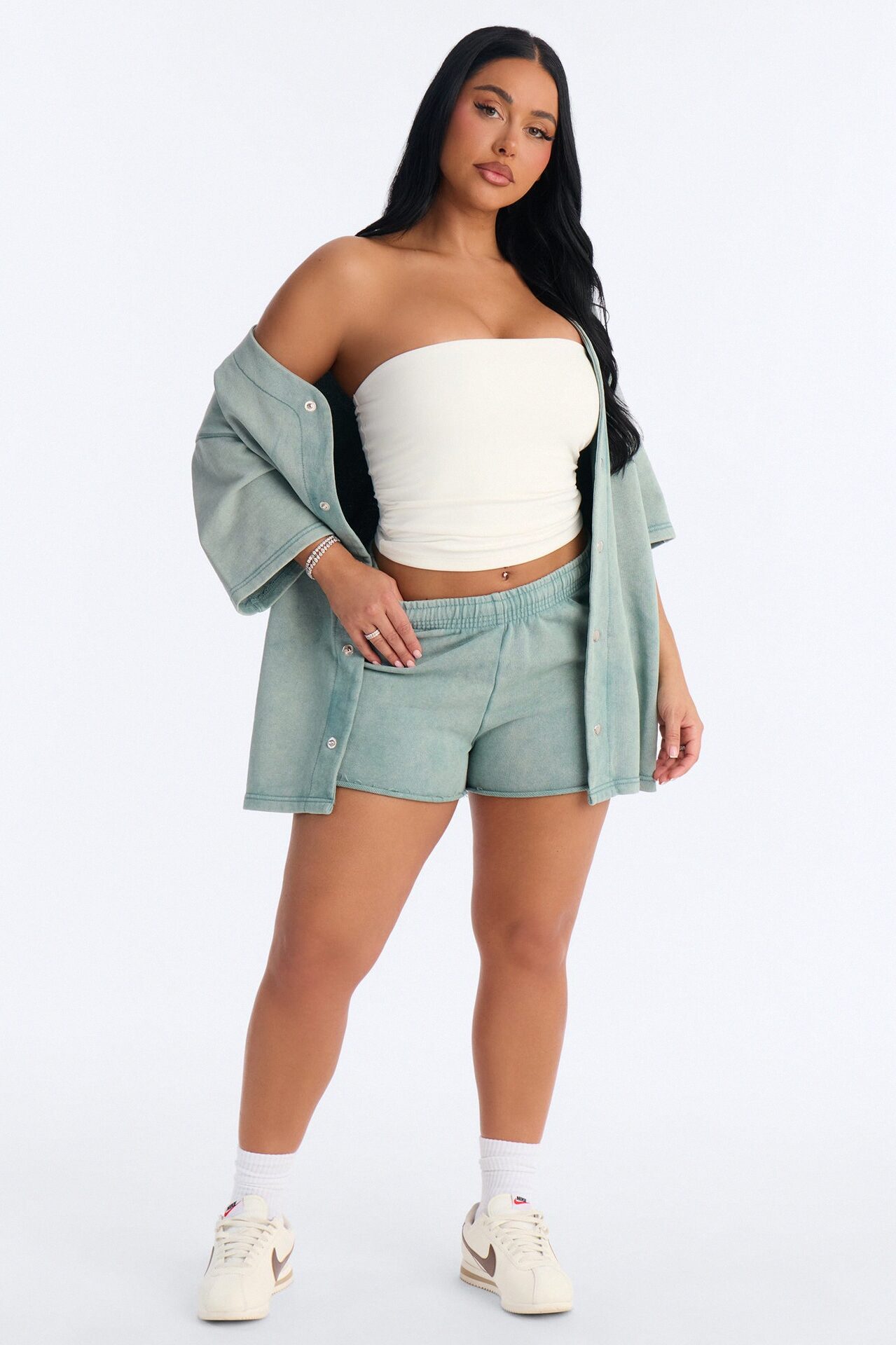 Maya Washed Micro Sweatshorts - Sage