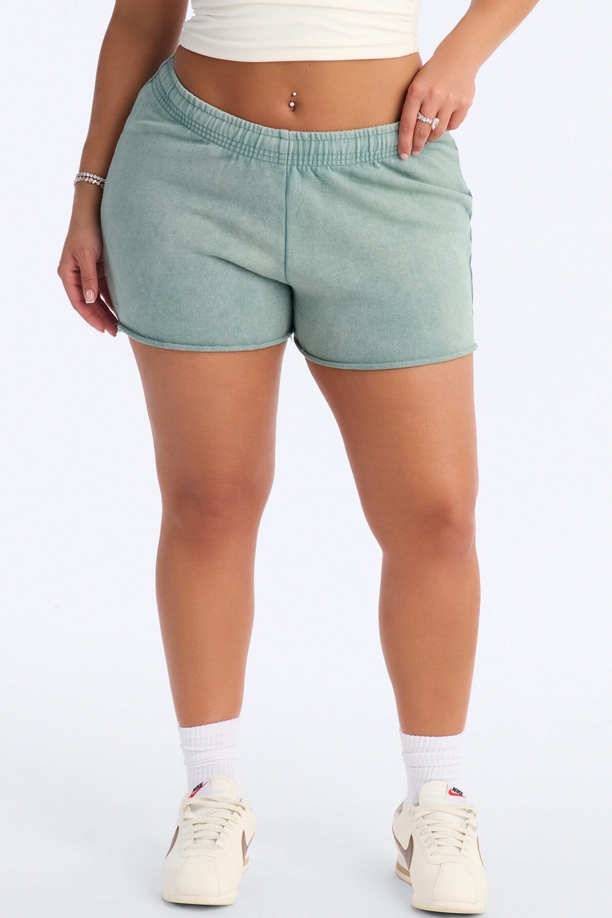 Maya Washed Micro Sweatshorts - Sage