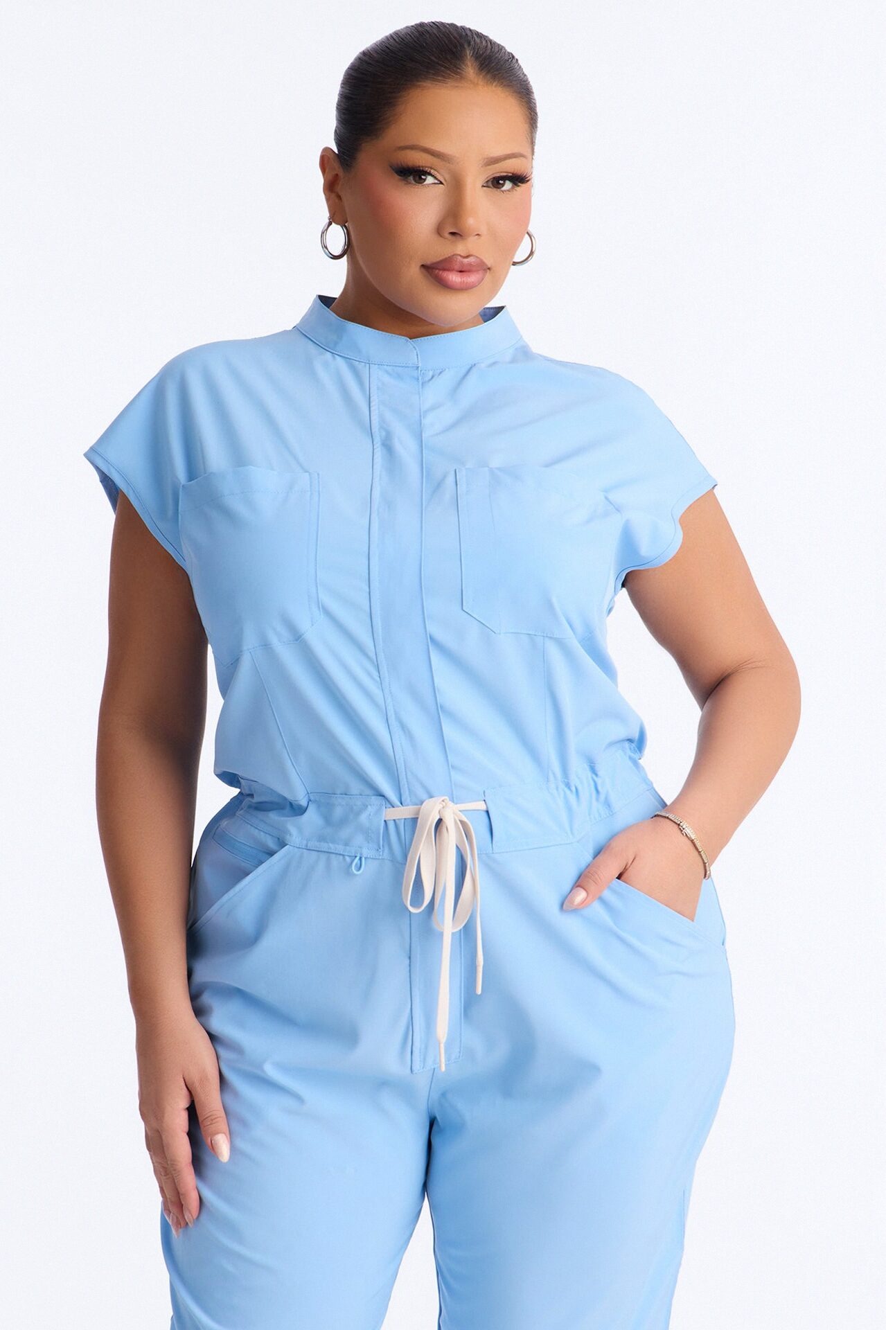 Ready Next Shift Stretch Scrub Jumpsuit - SkyBlue