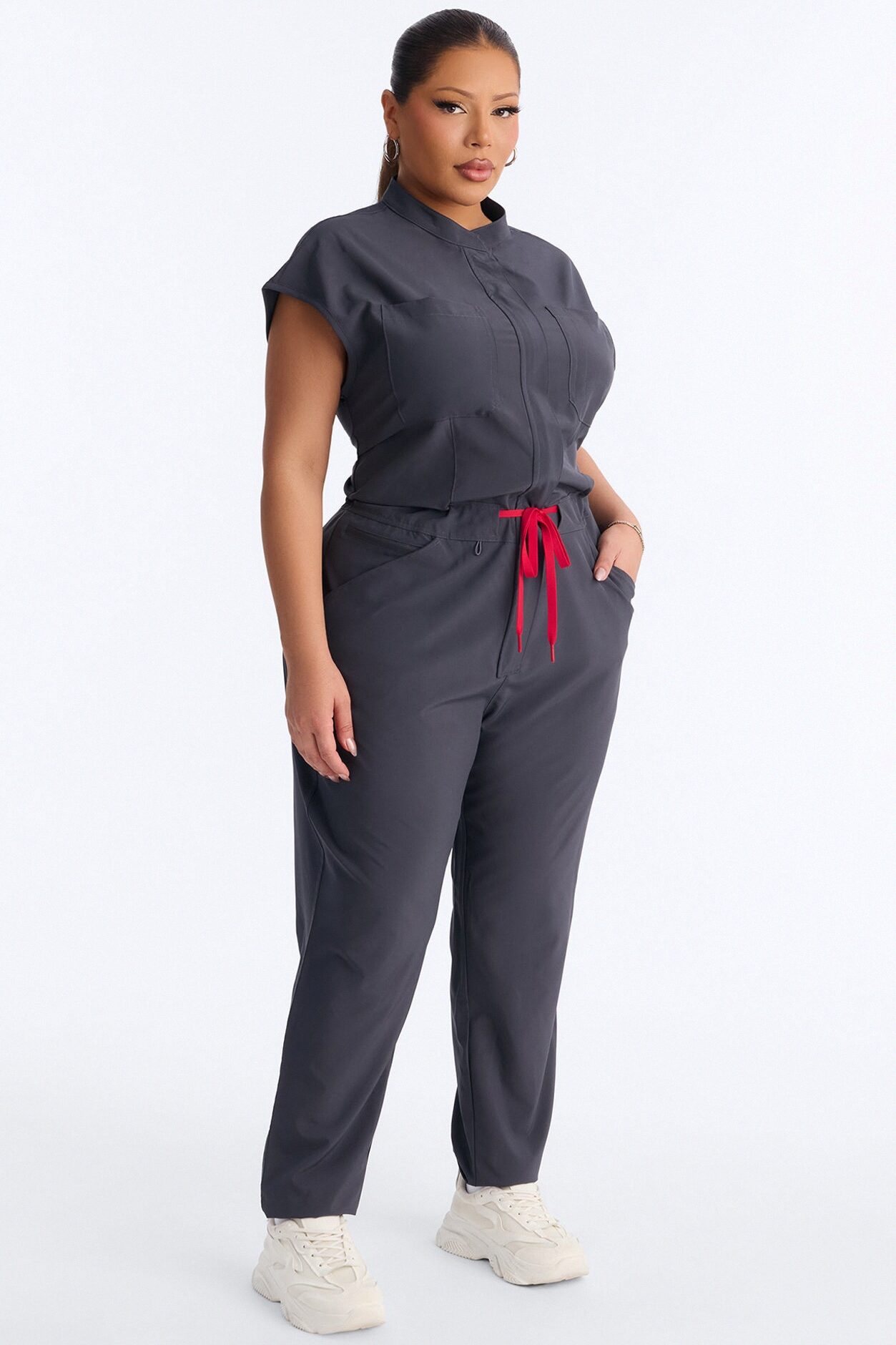 Ready Next Shift Stretch Scrub Jumpsuit - Charcoal