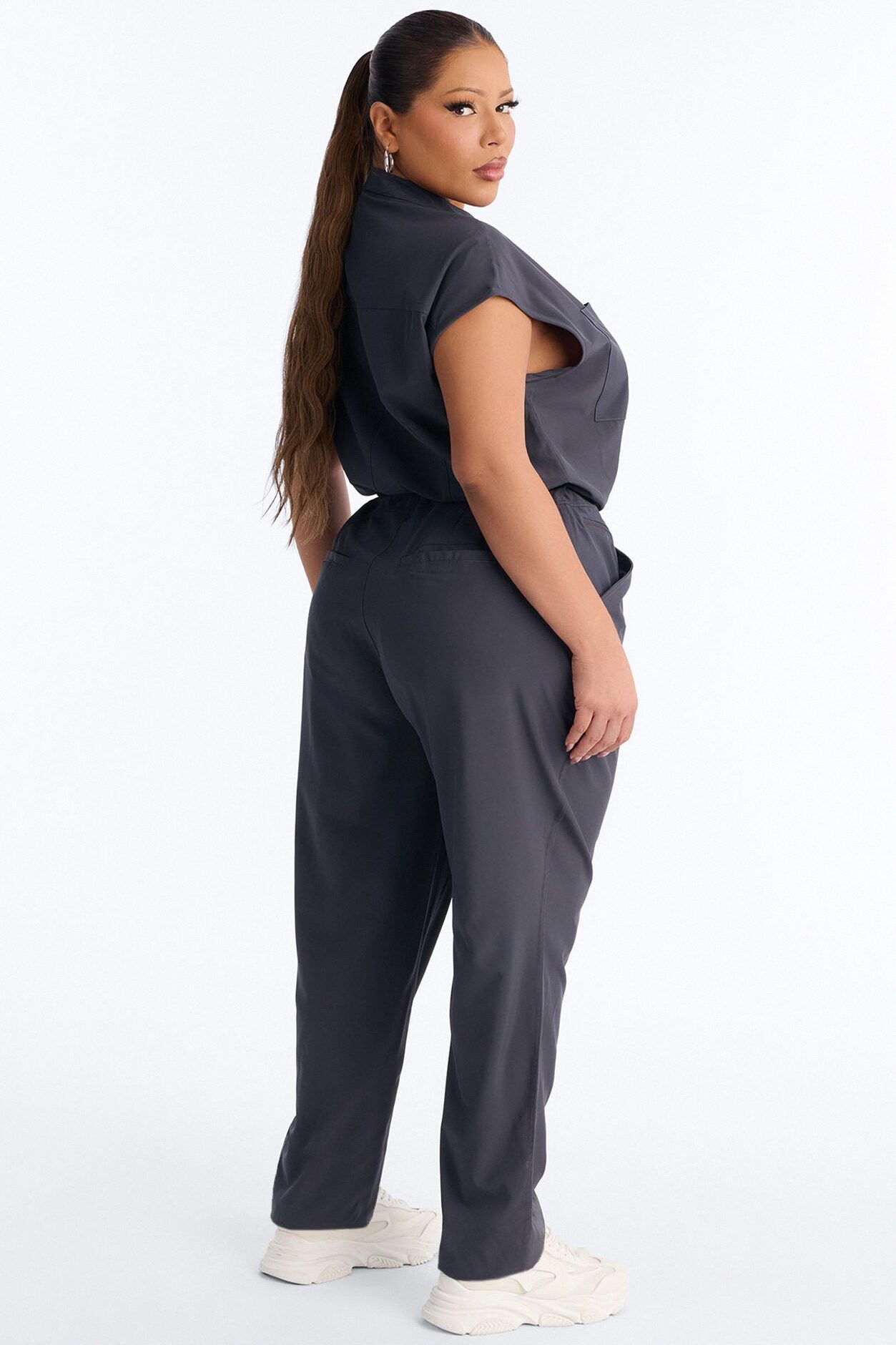 Ready Next Shift Stretch Scrub Jumpsuit - Charcoal