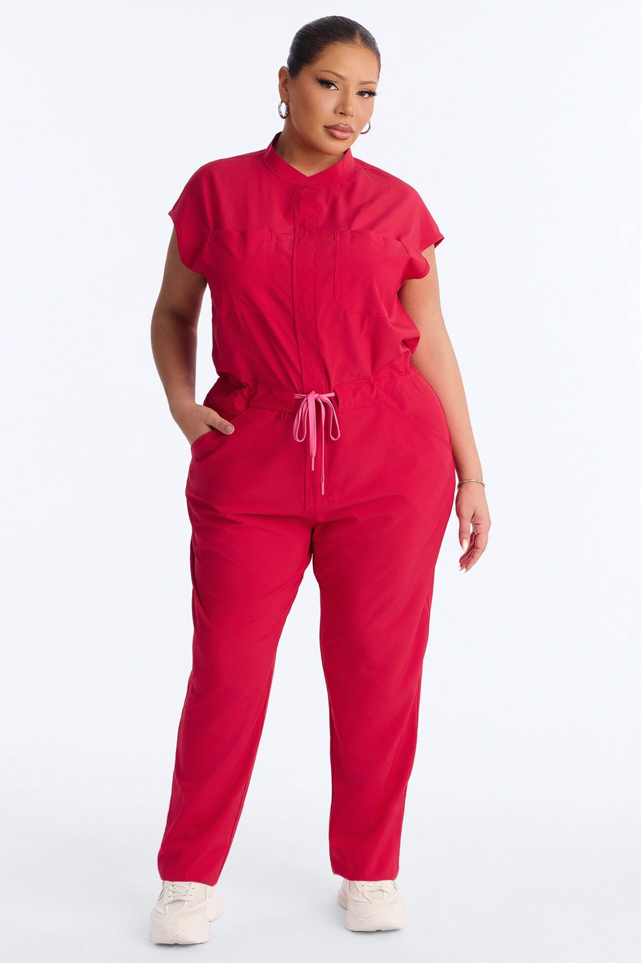Ready Next Shift Stretch Scrub Jumpsuit - Red