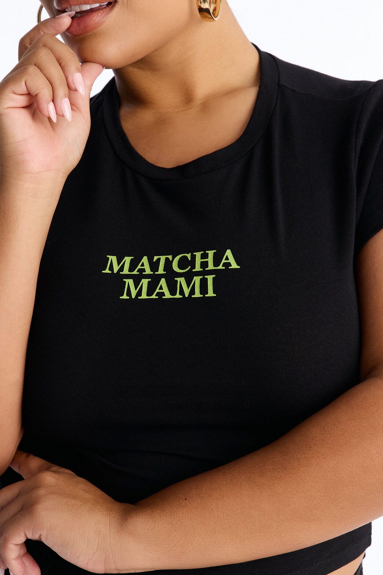 Matcha Babe Baby Tee - Black