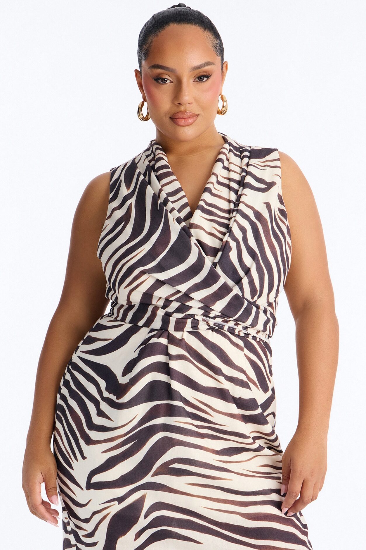 Myra Wrap Linen Midi Dress - Brown/combo