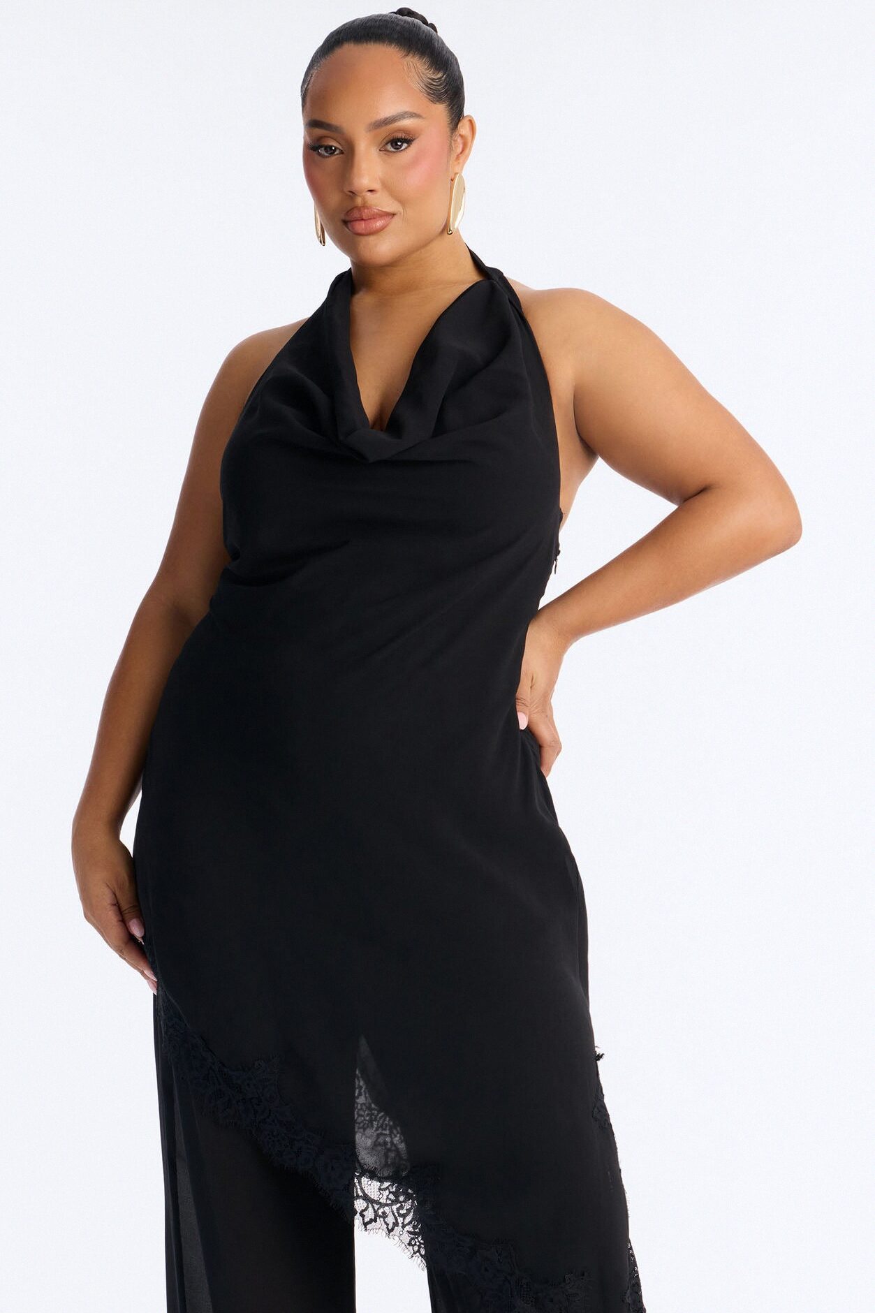 Gia Asymmetrical Lace Jumpsuit - Black