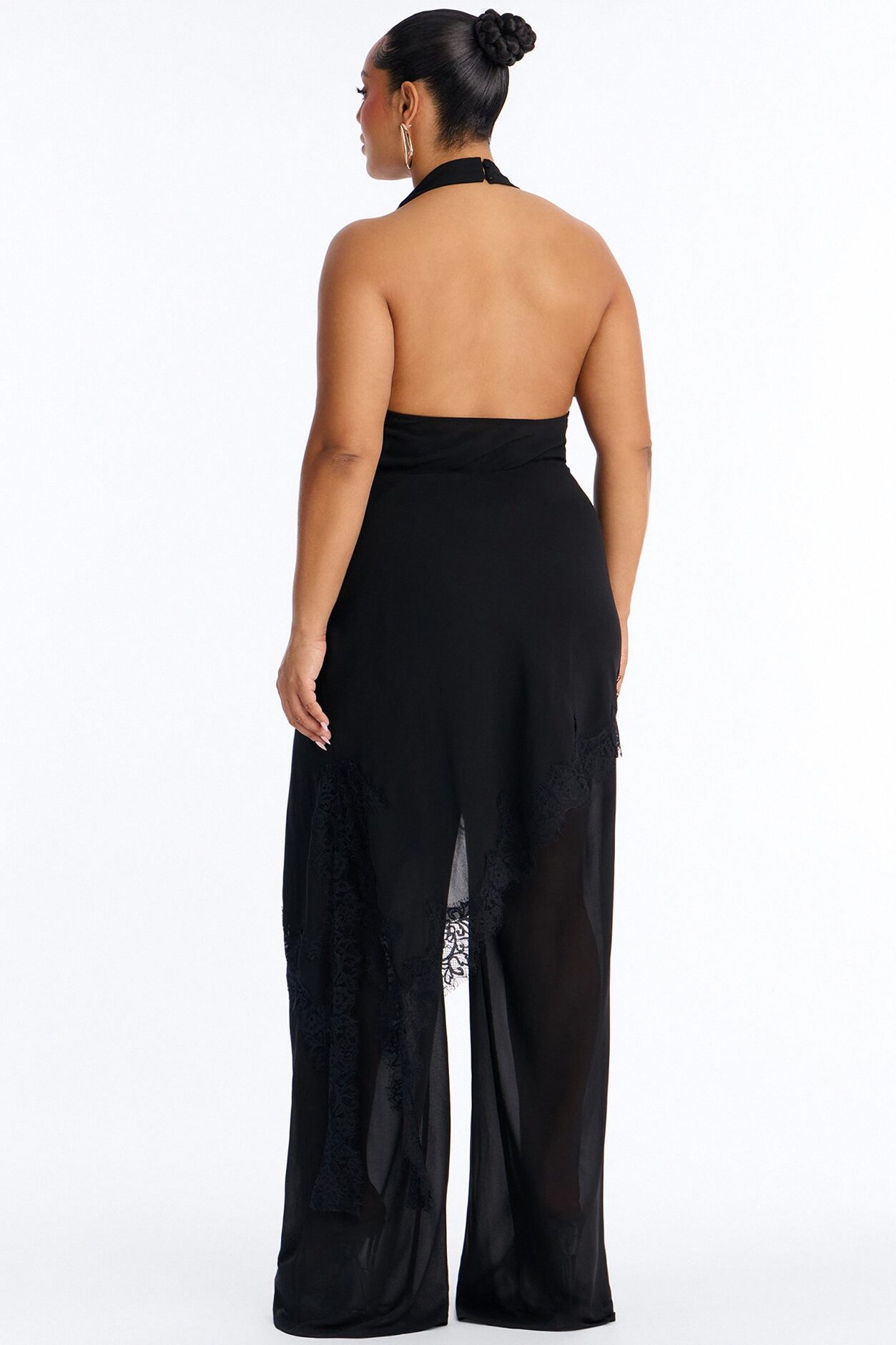 Gia Asymmetrical Lace Jumpsuit - Black