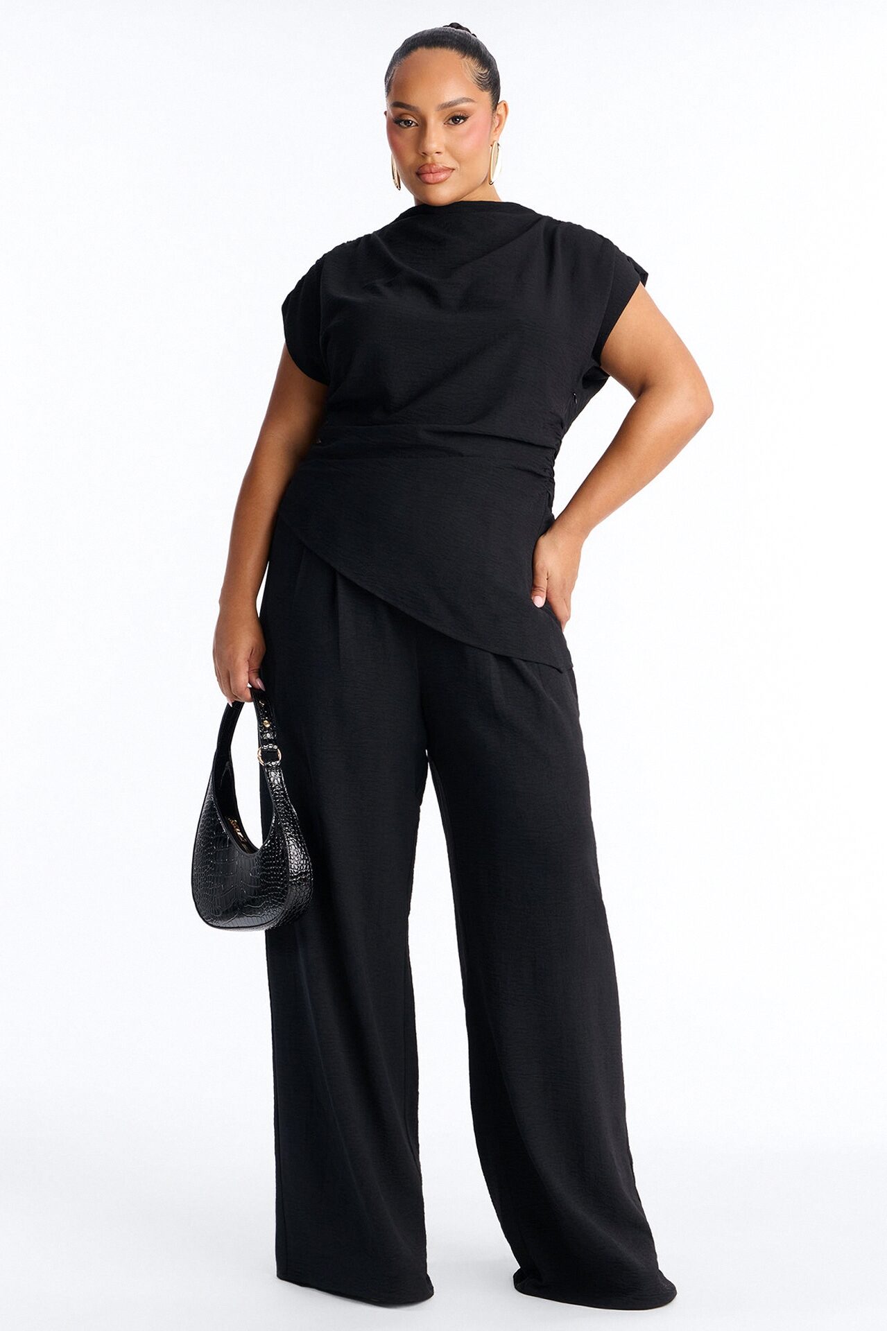 Marissa Ruched Pant Set - Black