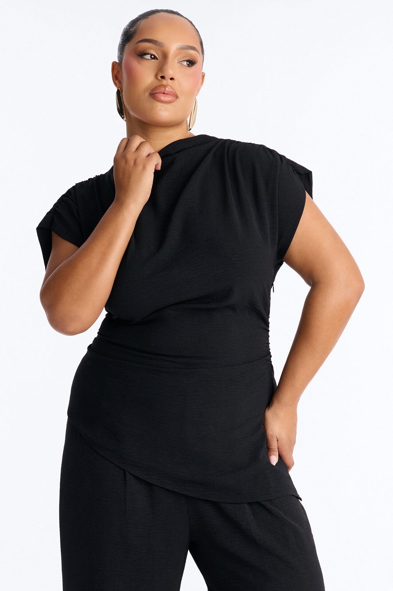 Marissa Ruched Pant Set - Black