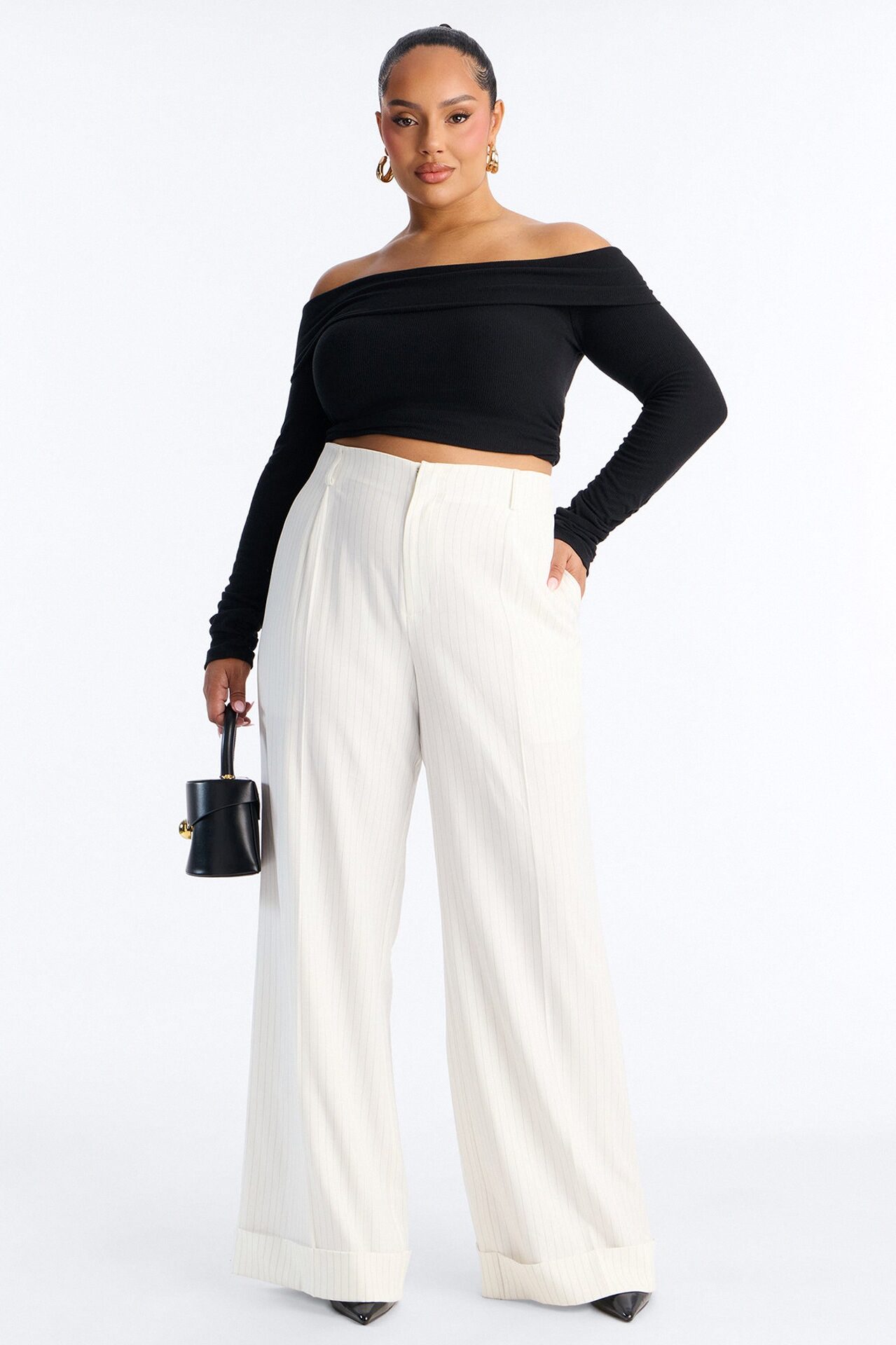 Pinstripes And Attitude Hardware Crepe Trouser Pant 33″ - White