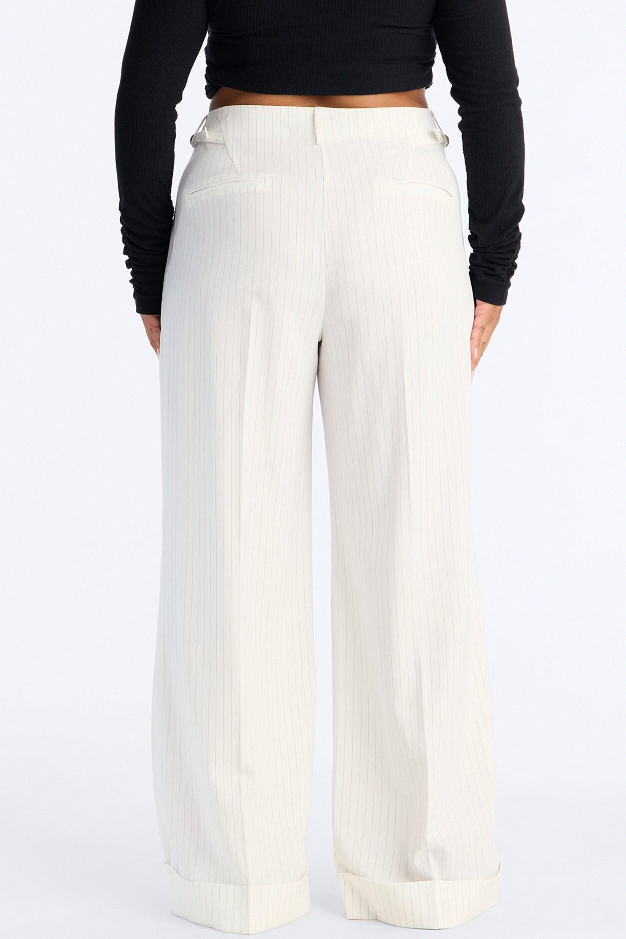 Pinstripes And Attitude Hardware Crepe Trouser Pant 33″ - White