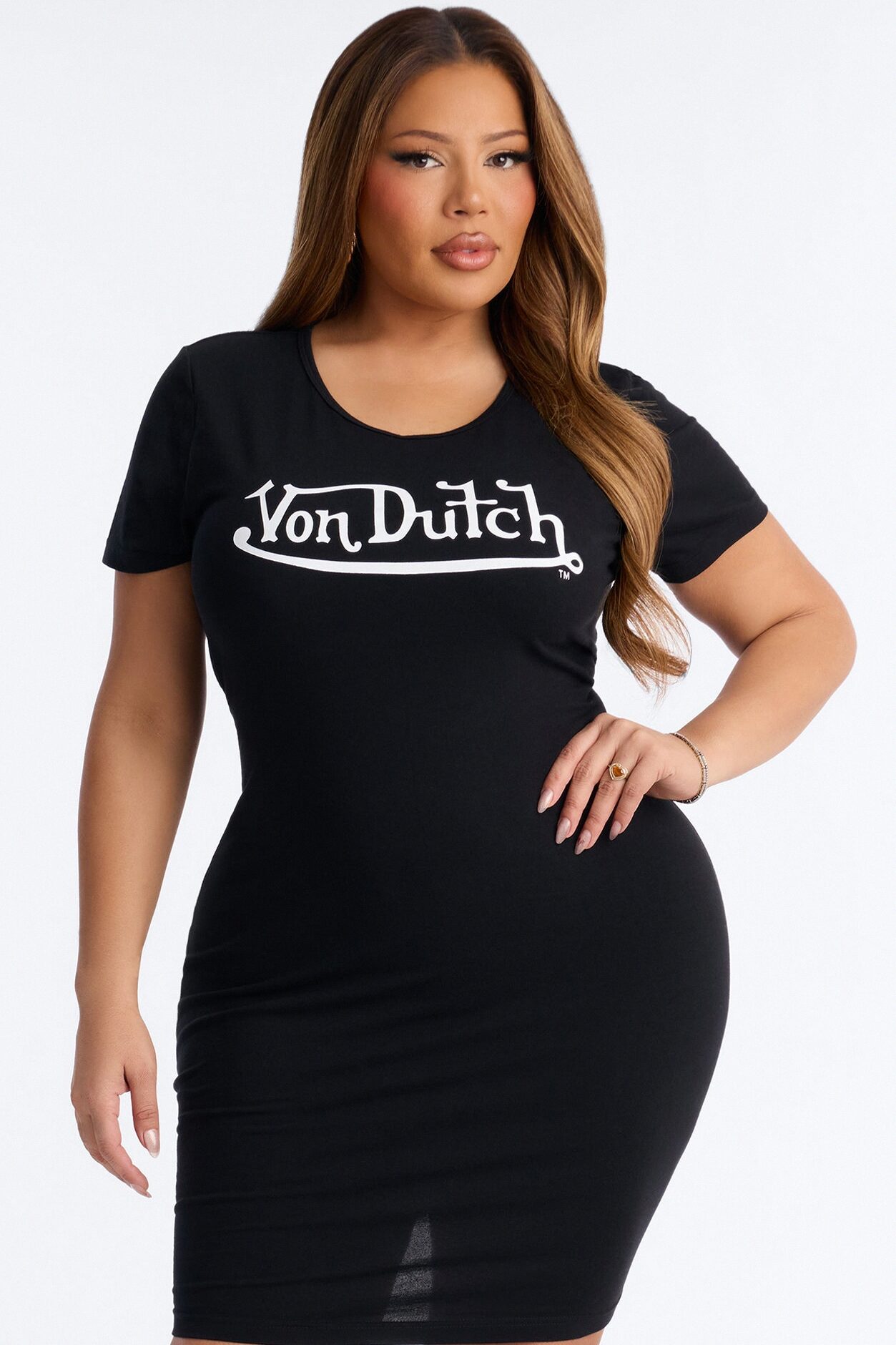 Von Dutch OG T Shirt Mini Dress - Black/White