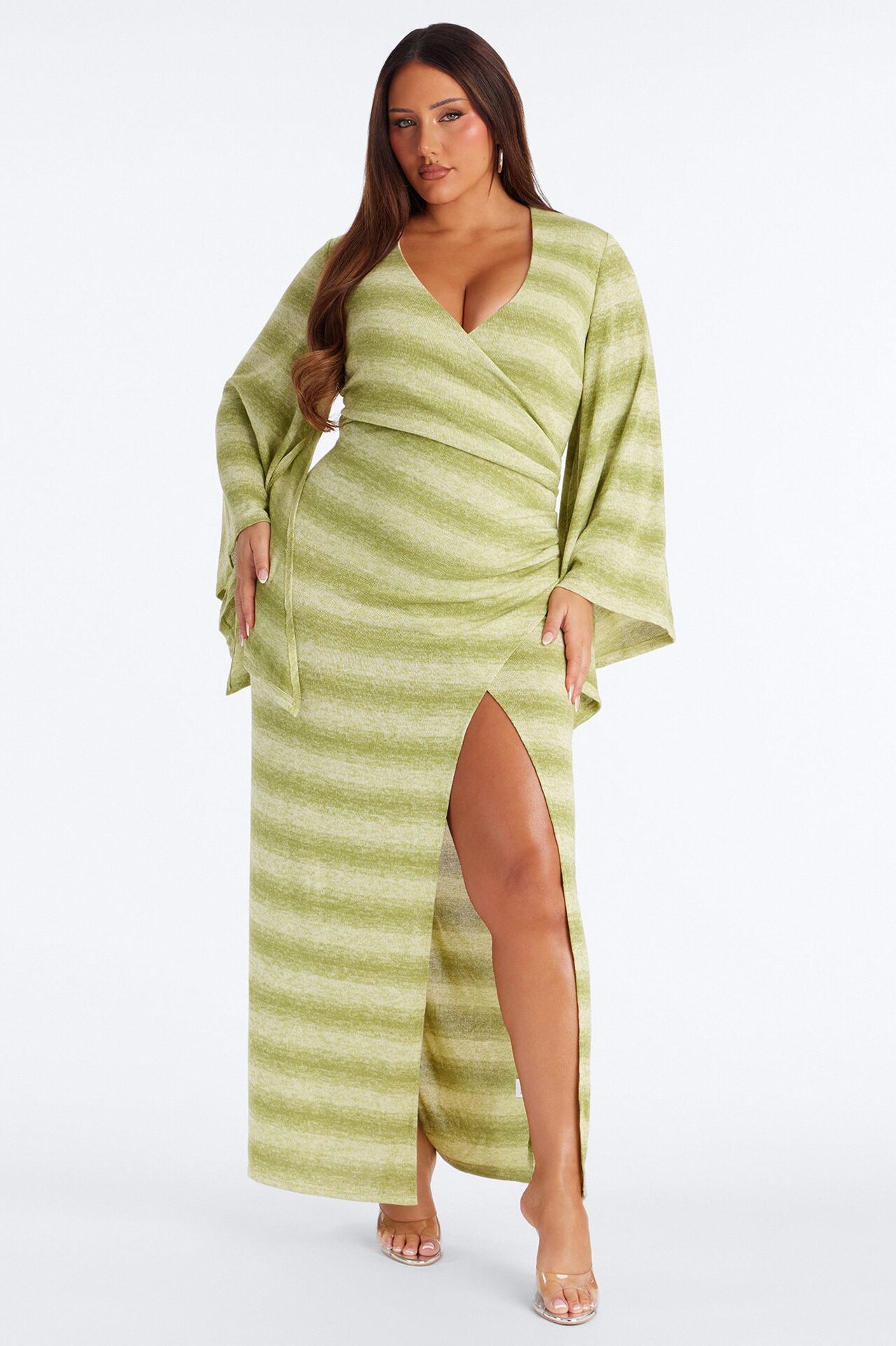 Keep It Cute Bell Sleeve Sweater Maxi Dress - Green