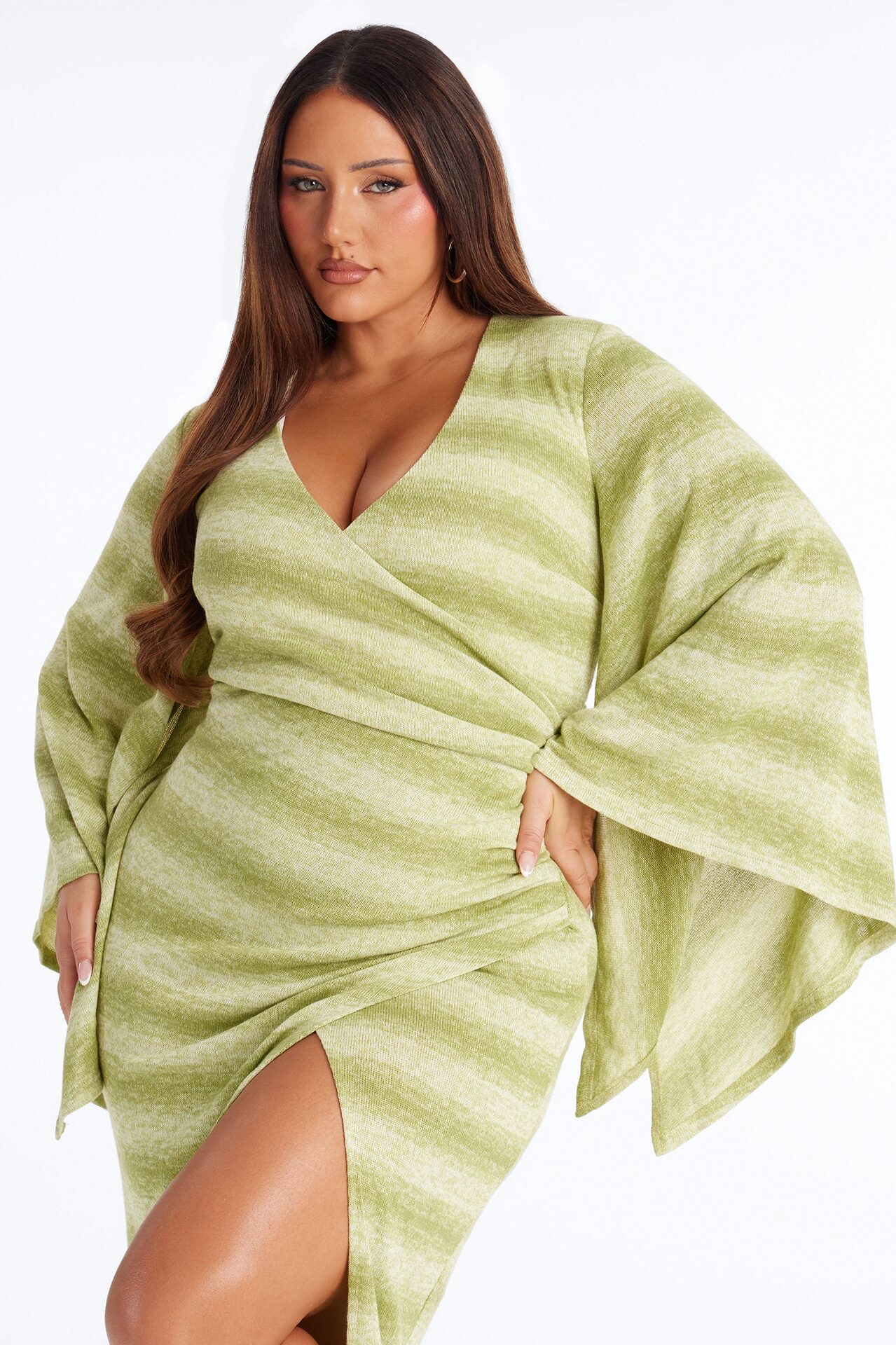 Keep It Cute Bell Sleeve Sweater Maxi Dress - Green