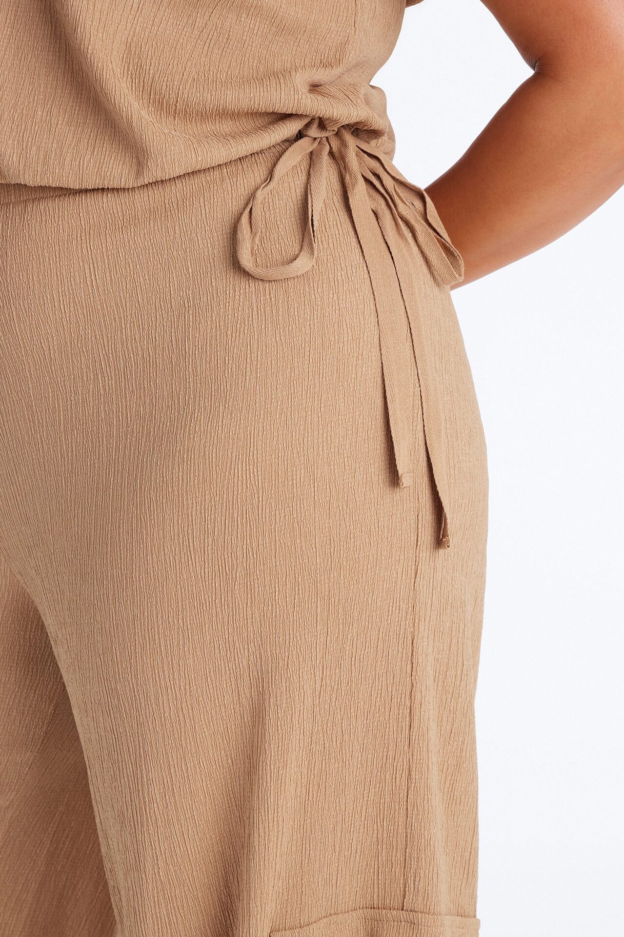 Lorena Drawstring Top And Jogger Set - Taupe