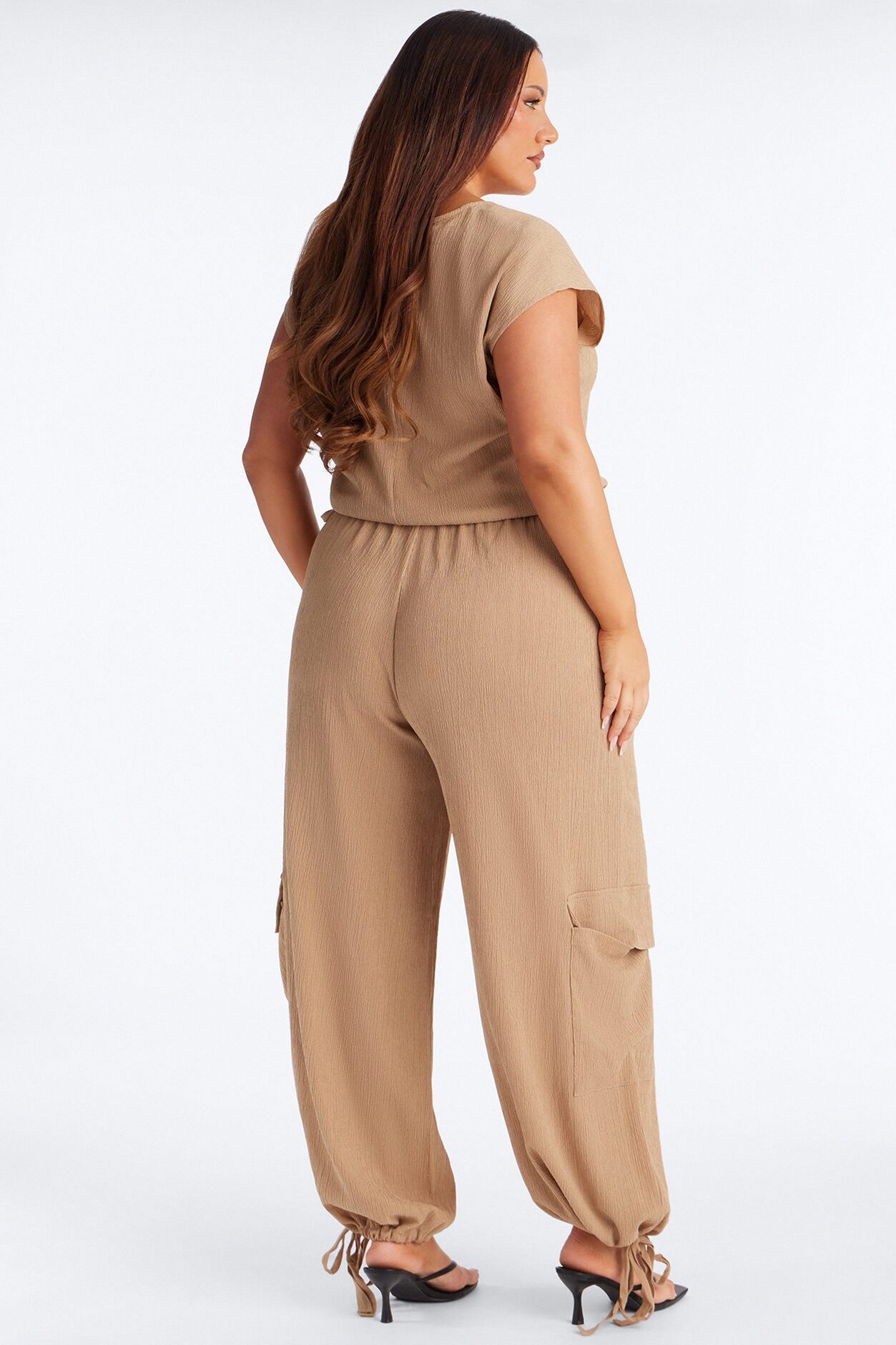 Lorena Drawstring Top And Jogger Set - Taupe