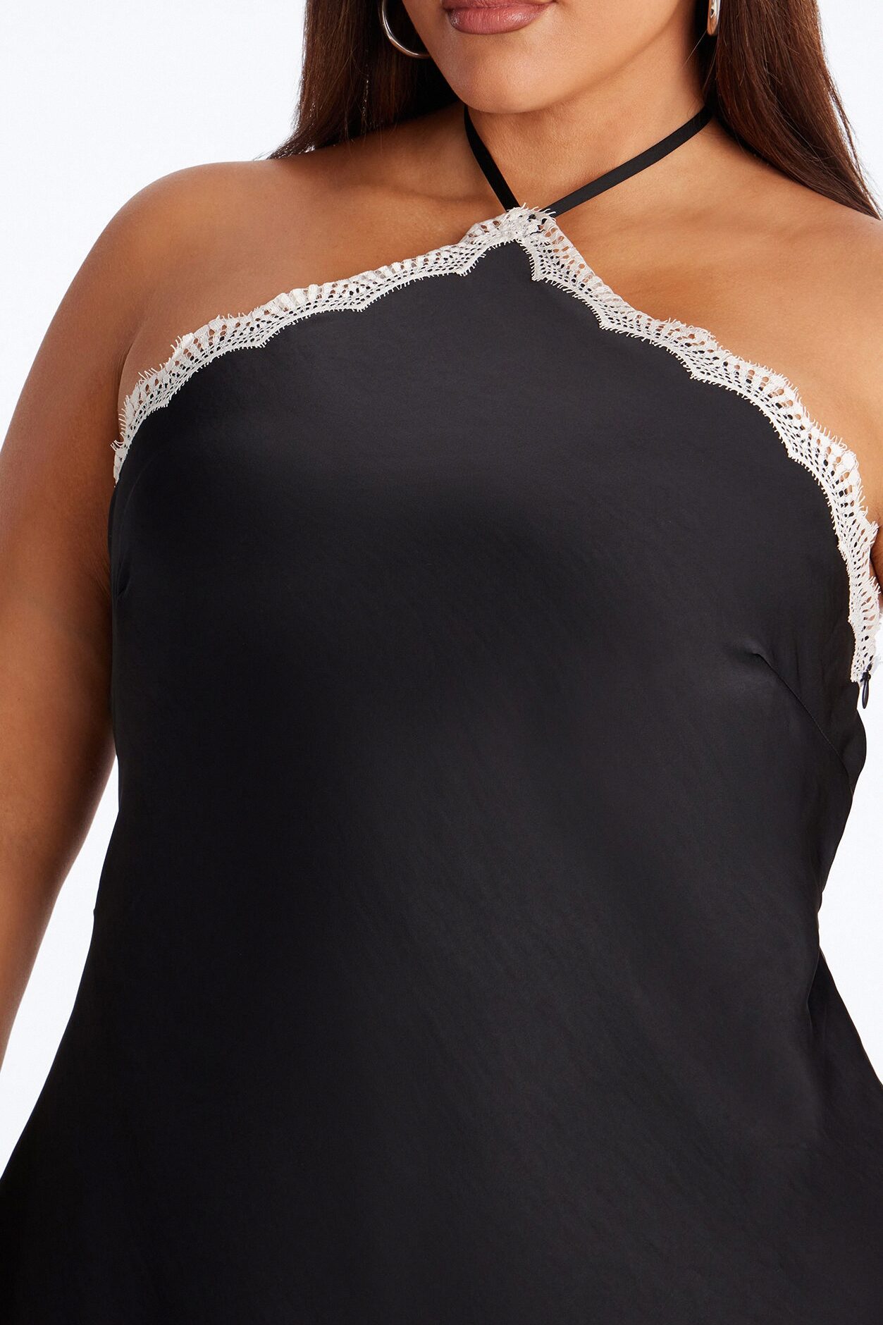 Bella Rose Draped Lace Trim Jumpsuit - Black