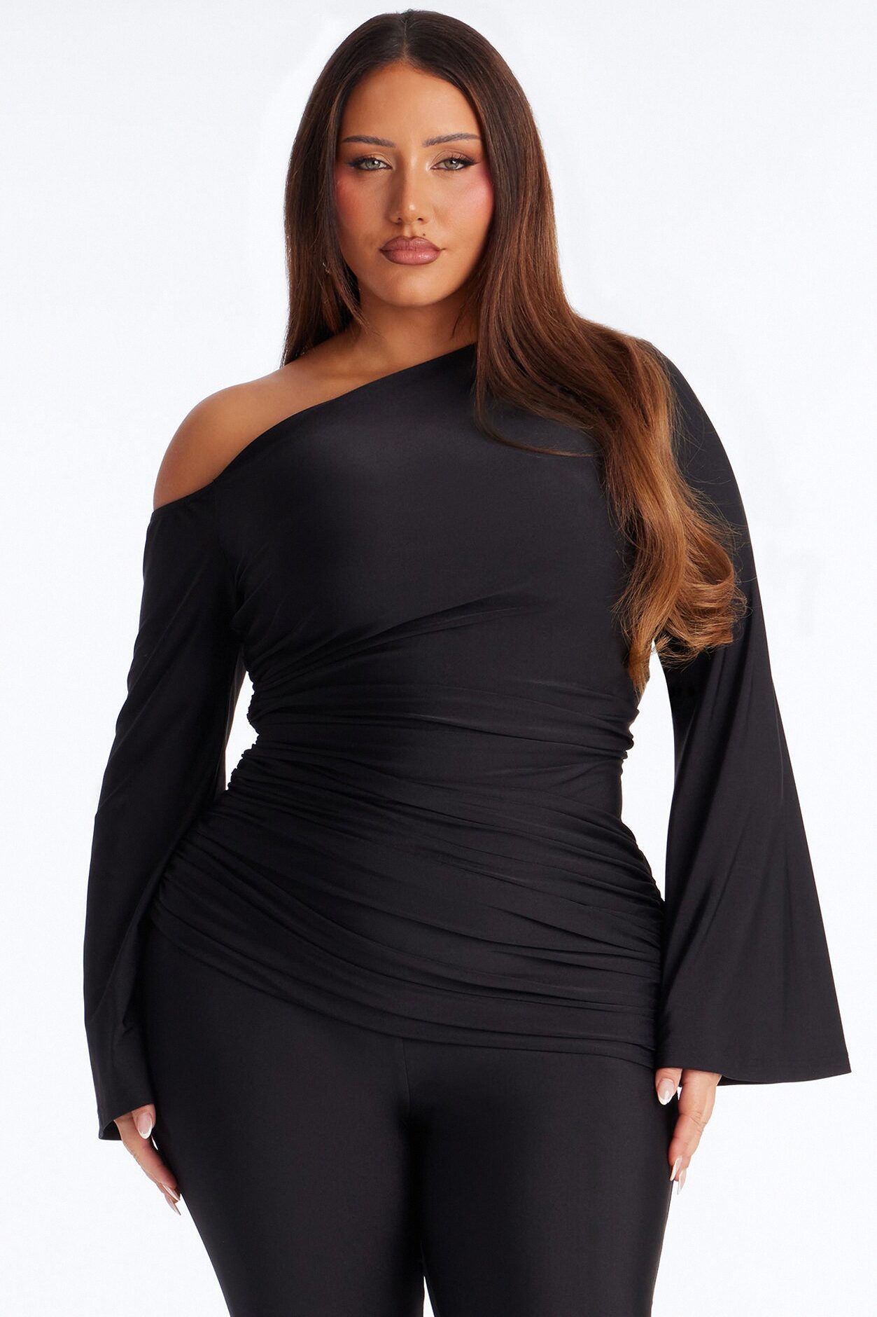 Kalania Ruched Capri Catsuit - Black