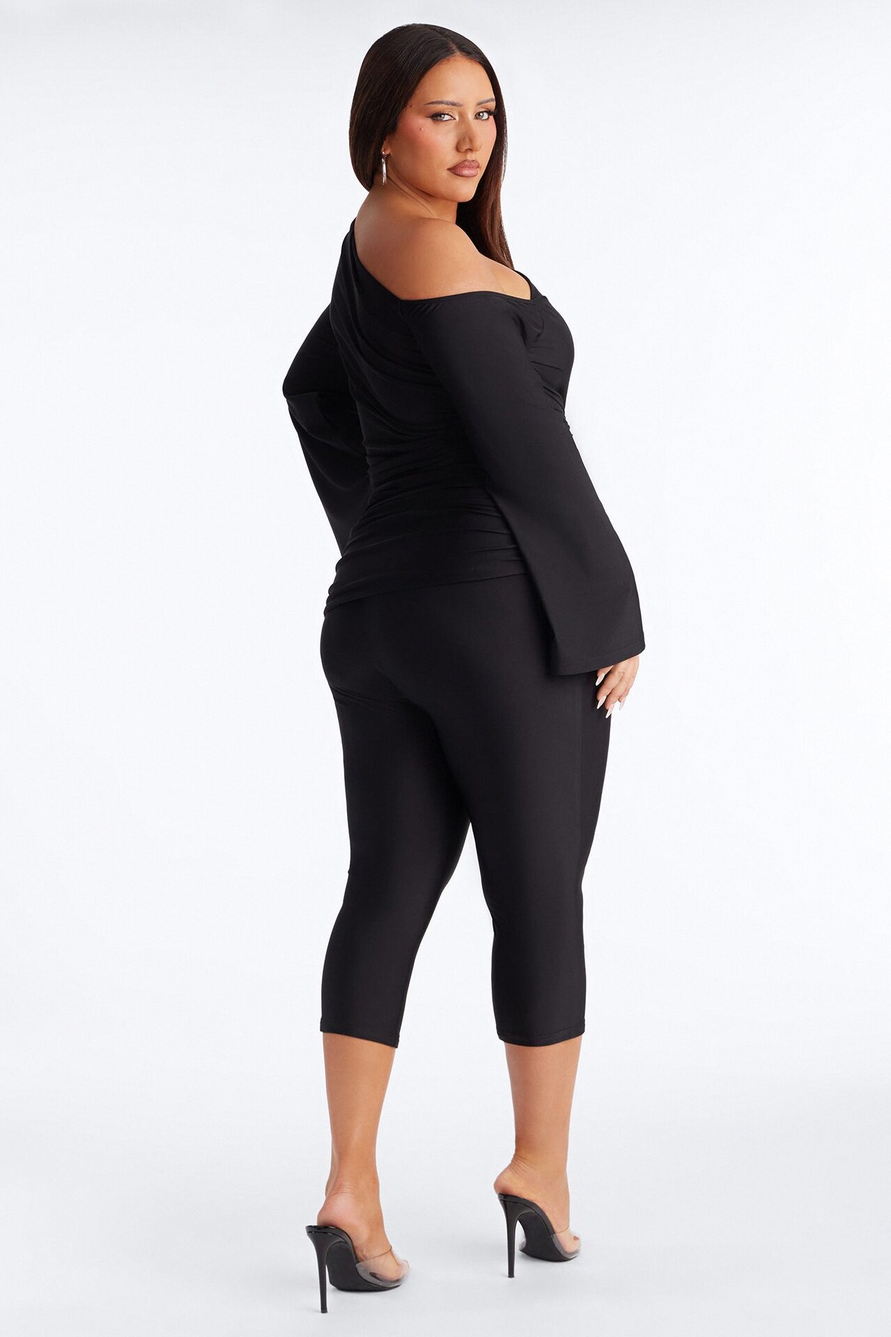 Kalania Ruched Capri Catsuit - Black