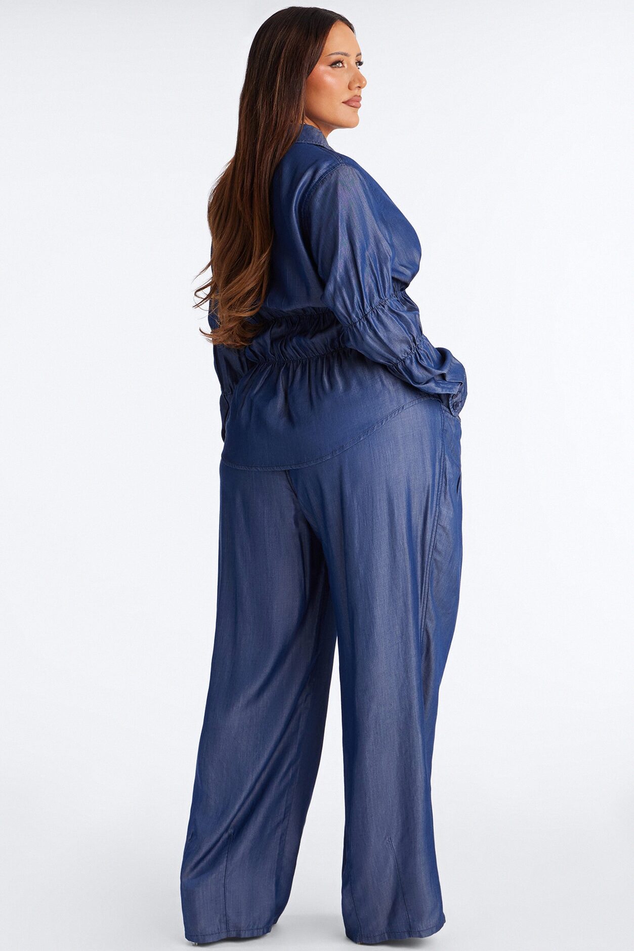 Lasting Impressions Chambray Wide Leg Pant Set - Blue