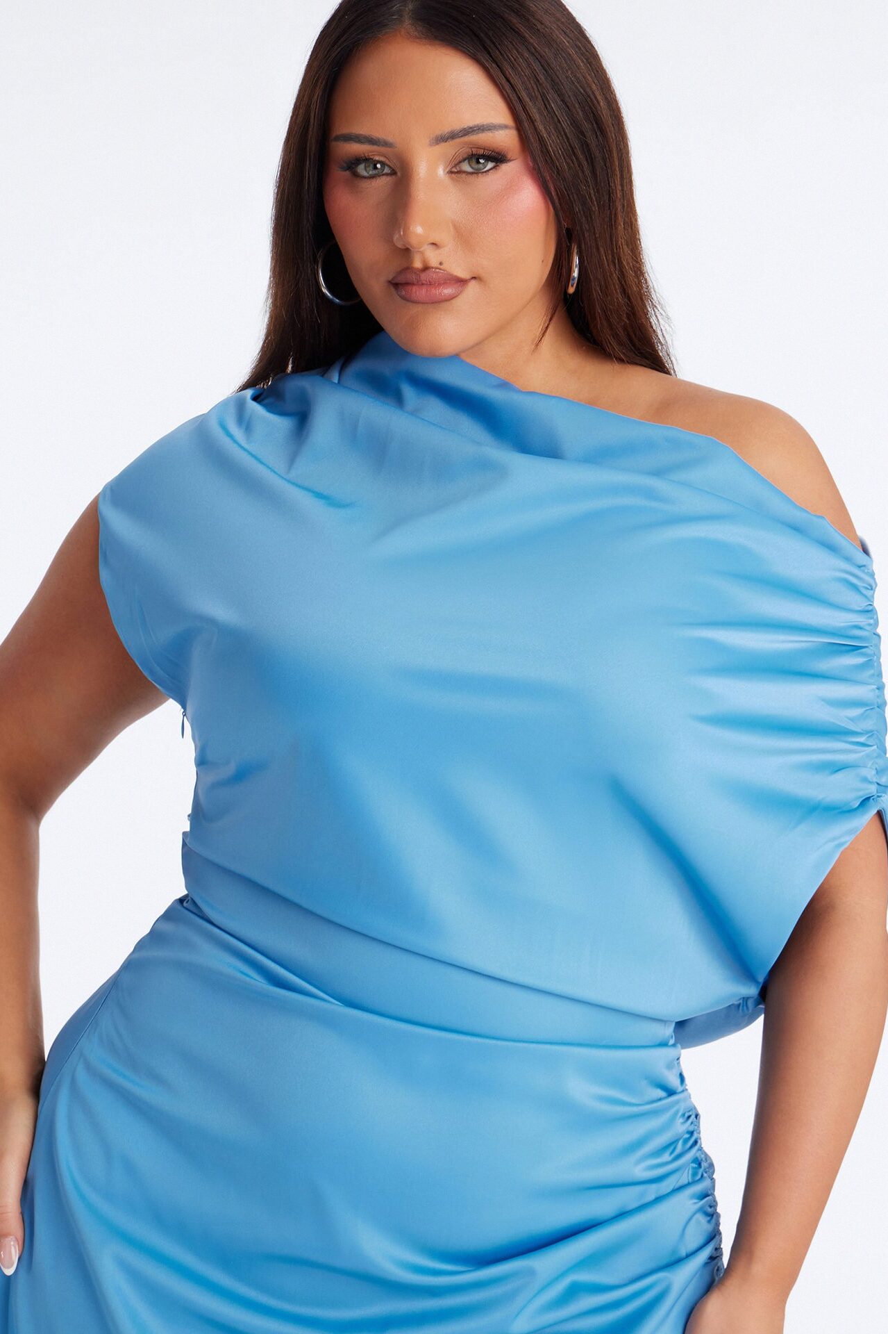 Bynes Satin Midi Dress - Blue