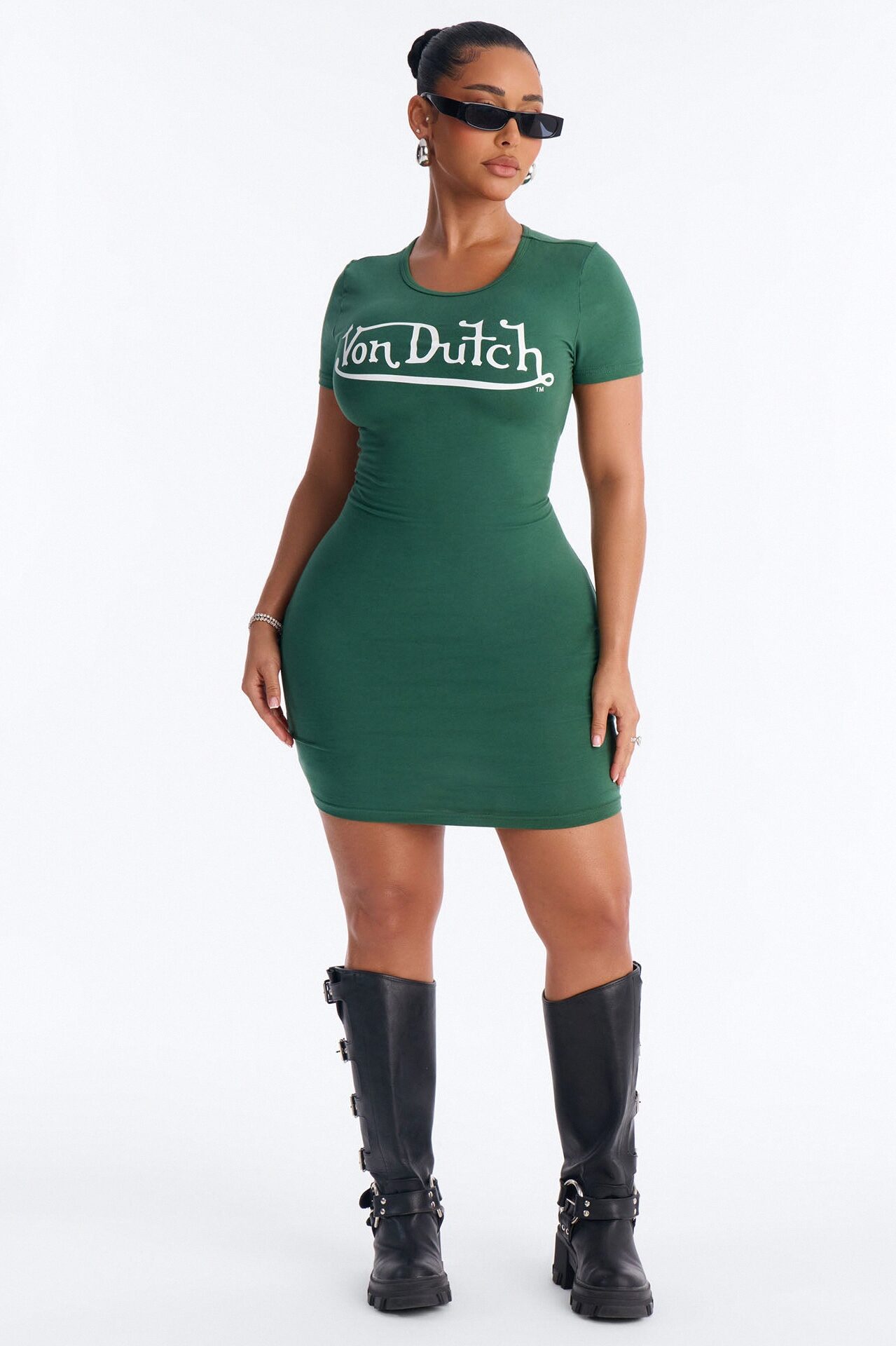 Von Dutch OG T Shirt Mini Dress - Hunter