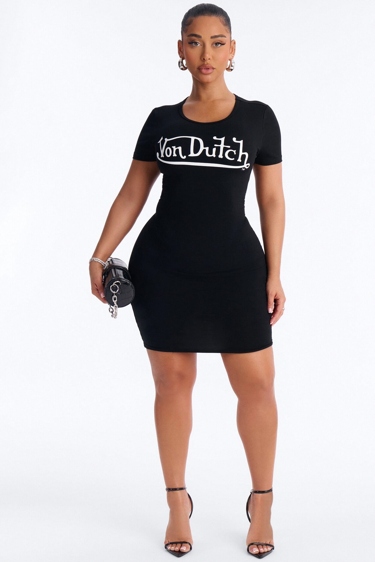Von Dutch OG T Shirt Mini Dress - Black/White