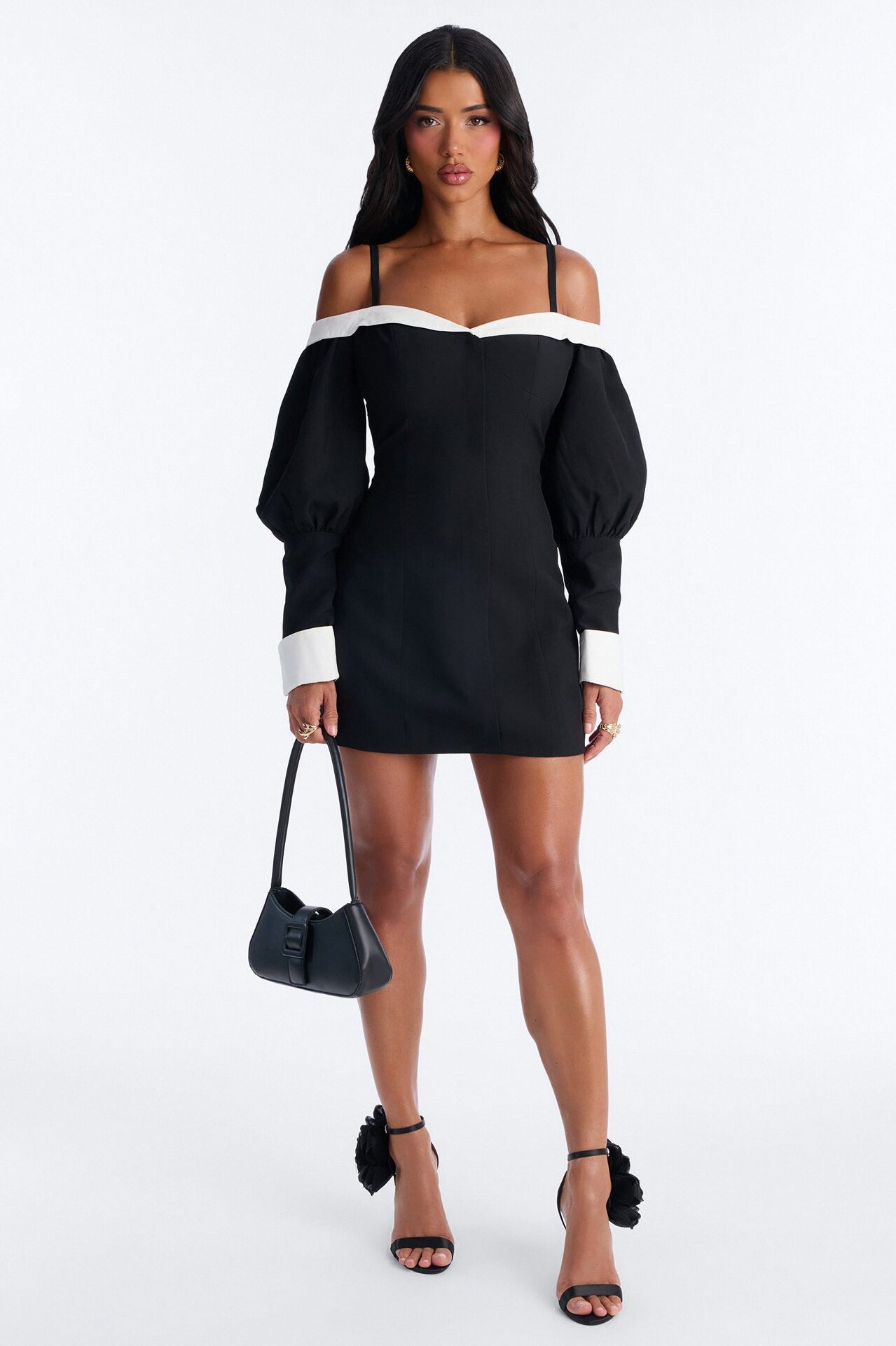 Full Bloom Mini Dress - Black/White