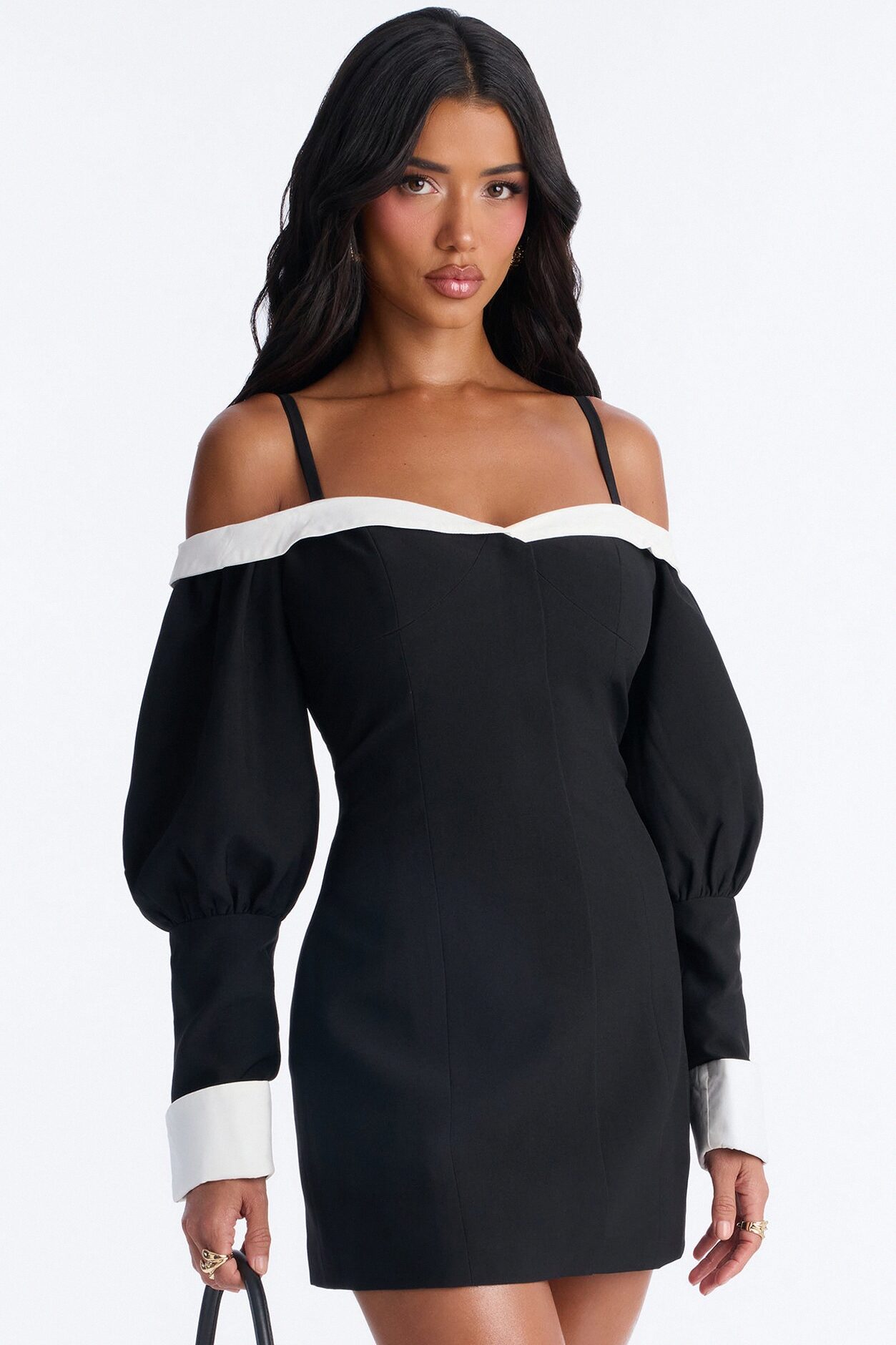 Full Bloom Mini Dress - Black/White