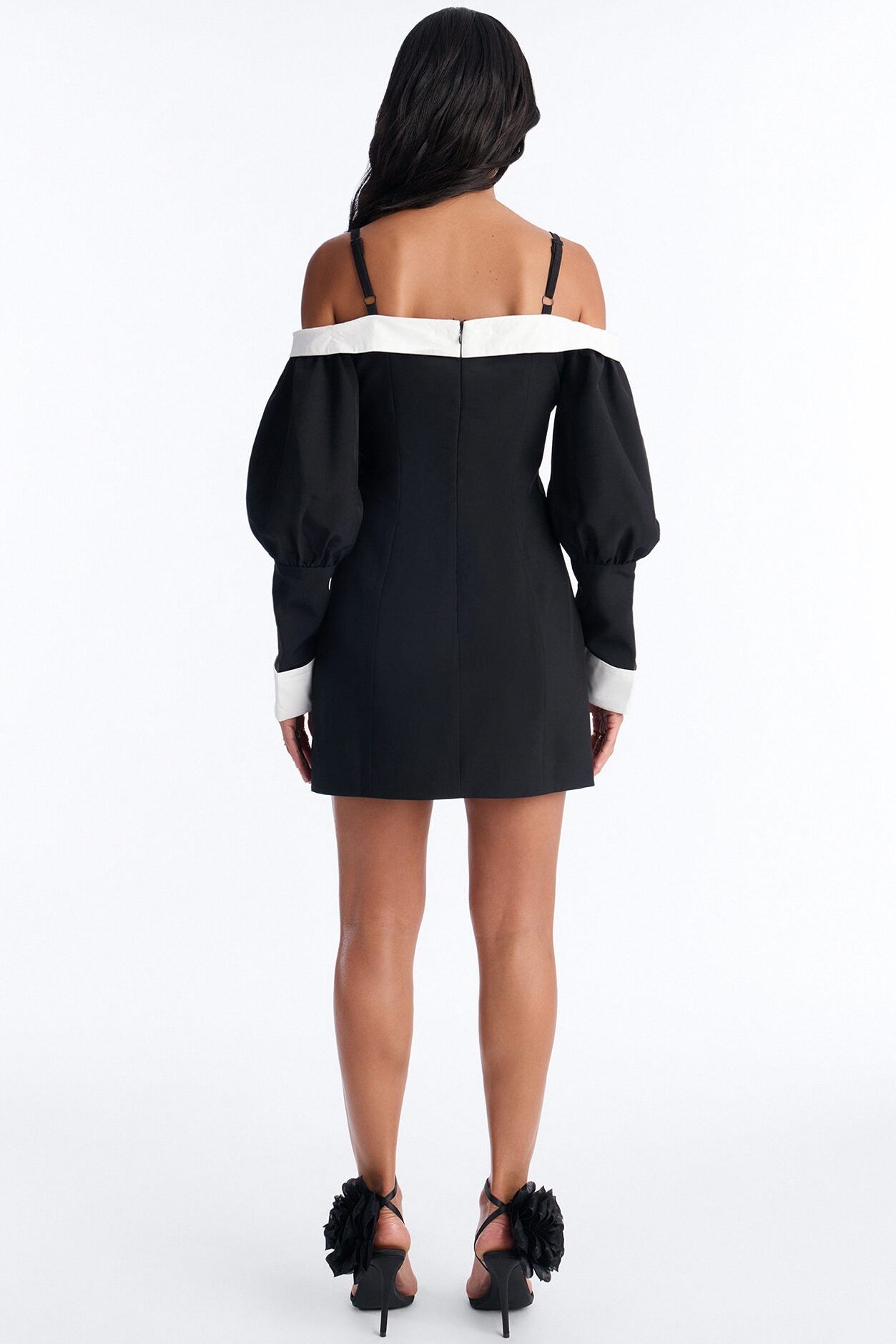 Full Bloom Mini Dress - Black/White