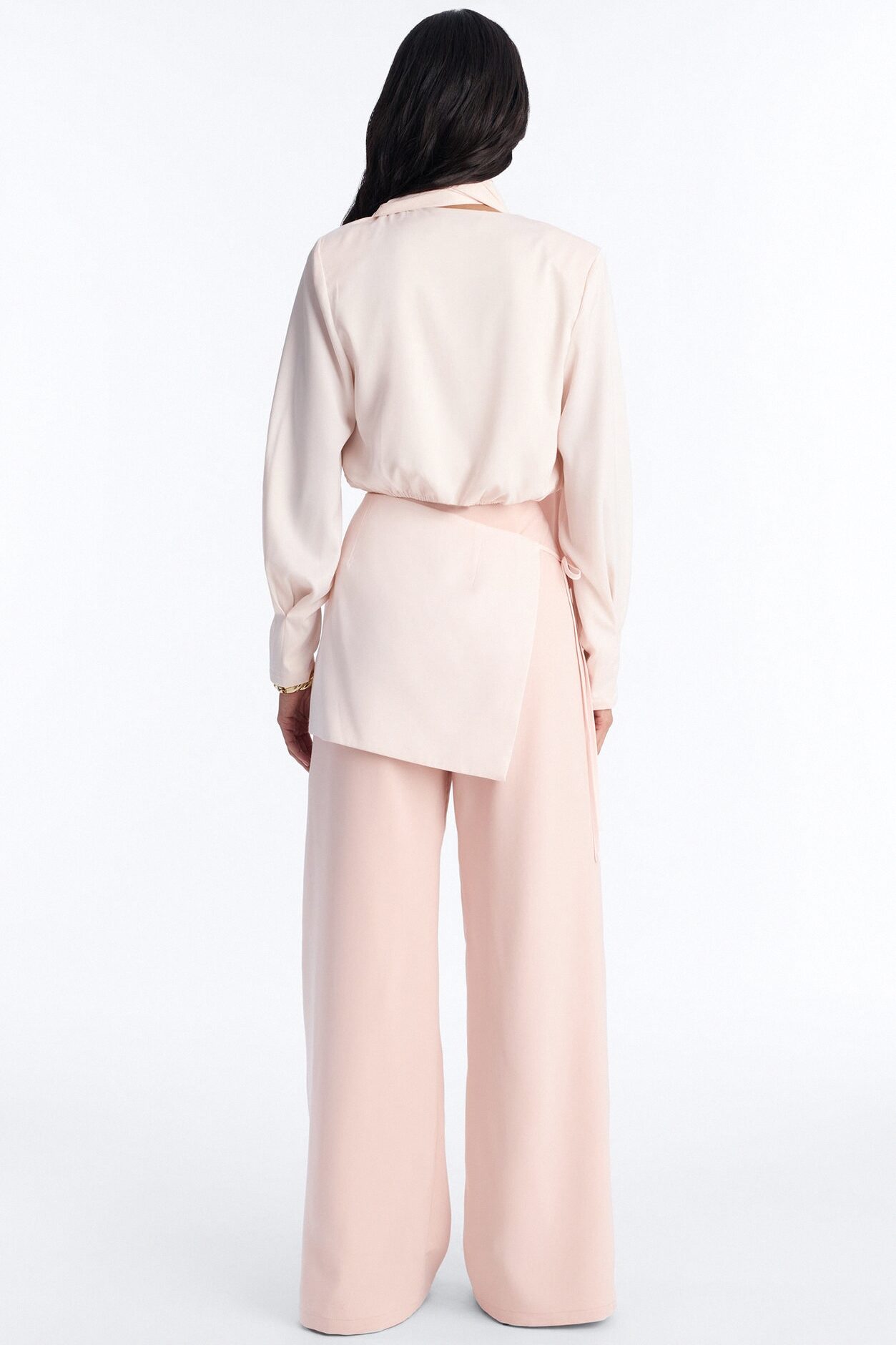 Command Attention Scarf Blouse Top - Light Pink