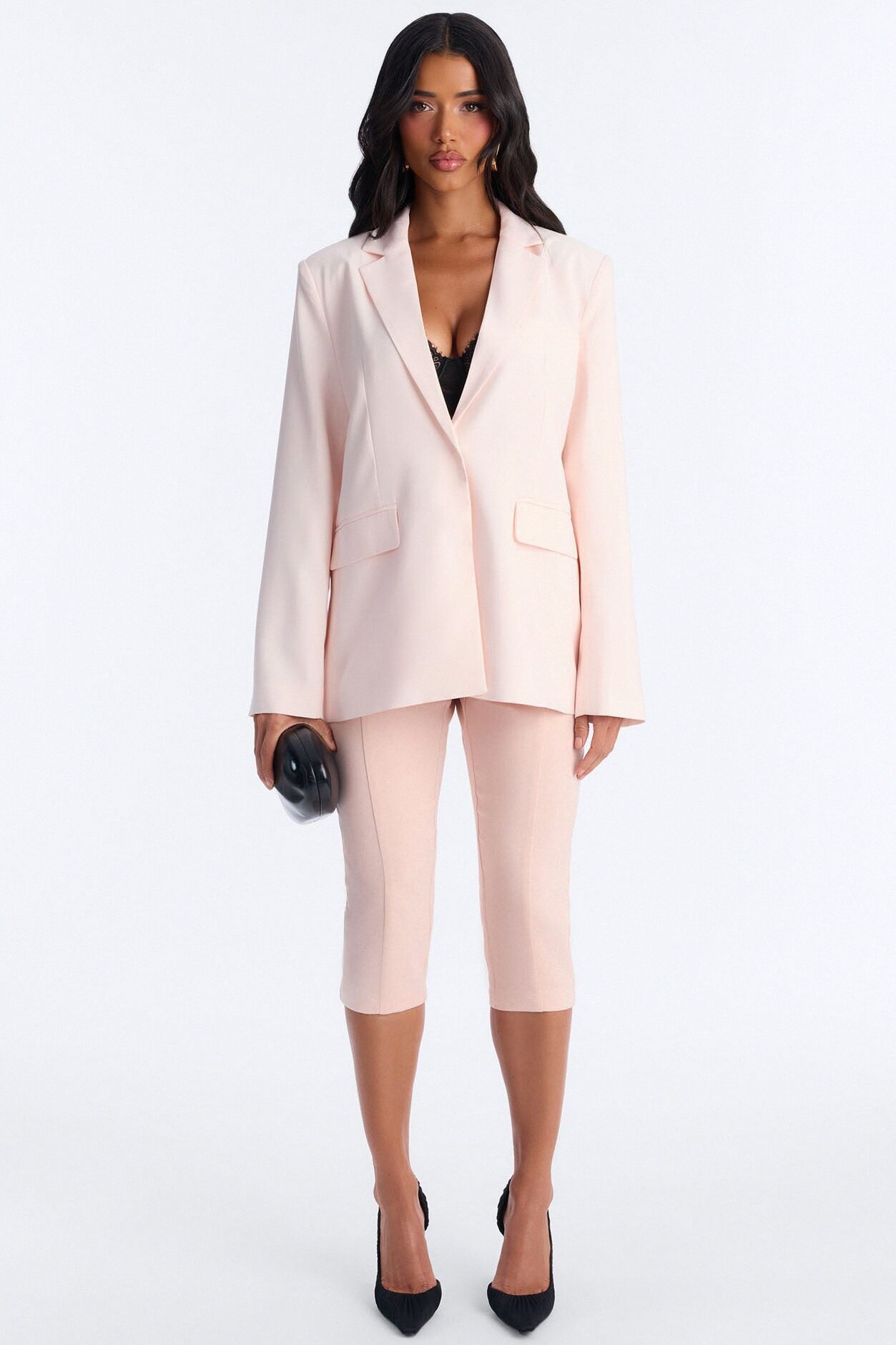 City Affair Blazer Capri Set - Light Pink
