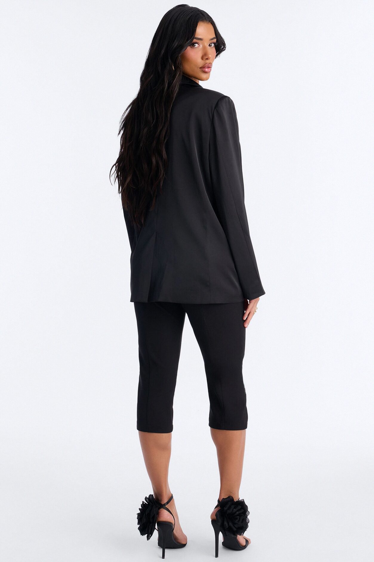 City Affair Blazer Capri Set - Black