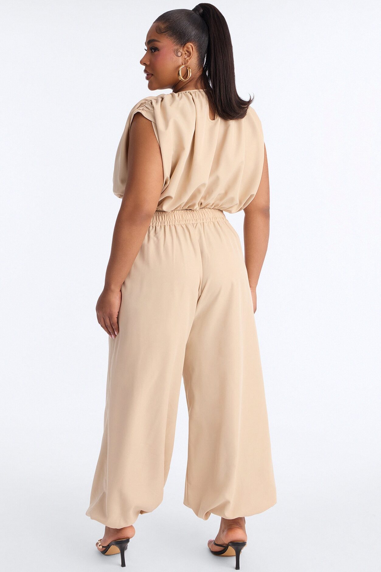 Celine Belted Balloon Pant Set - Khaki