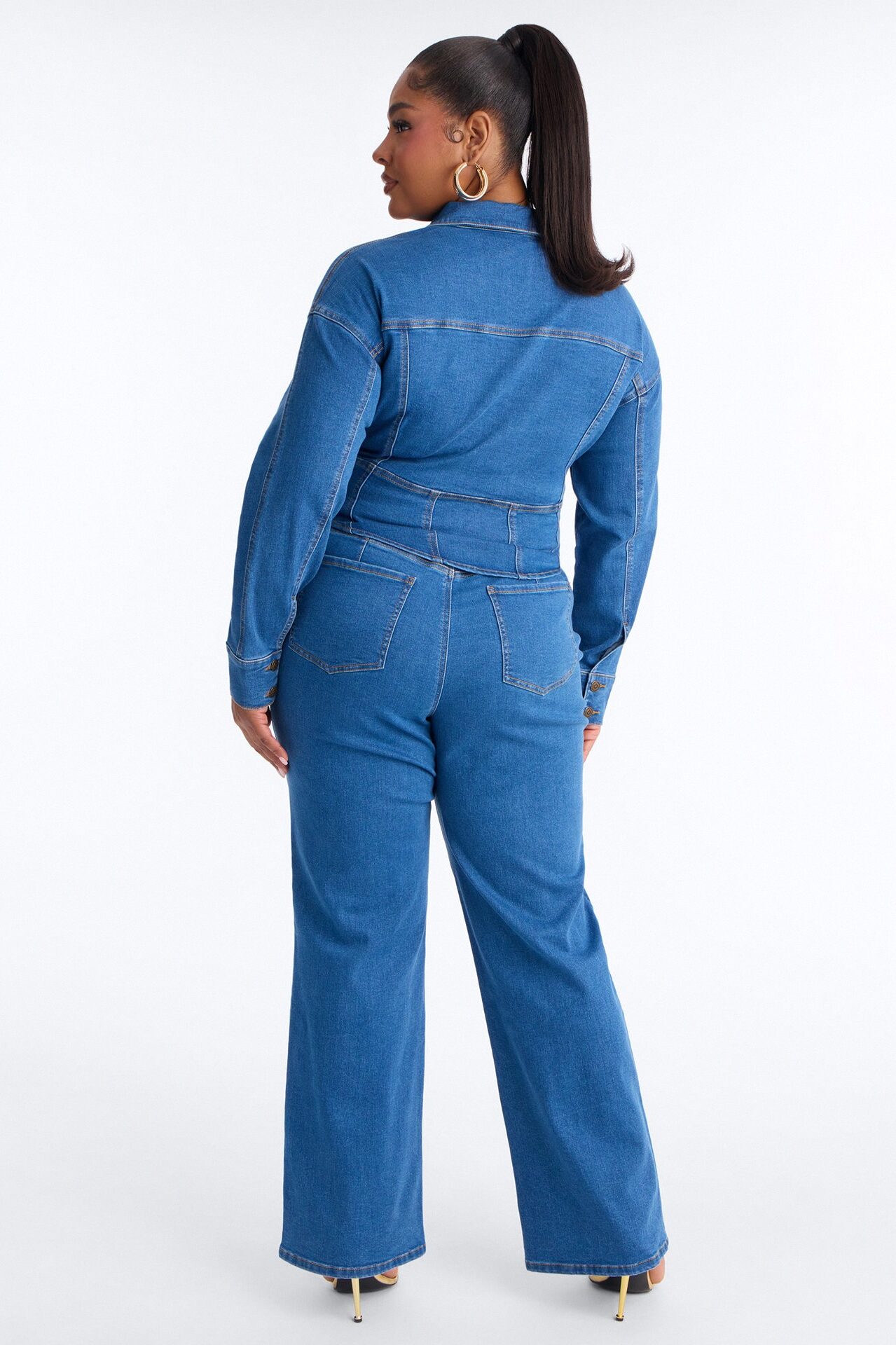 Nessa Denim Pant Set - Medium Wash