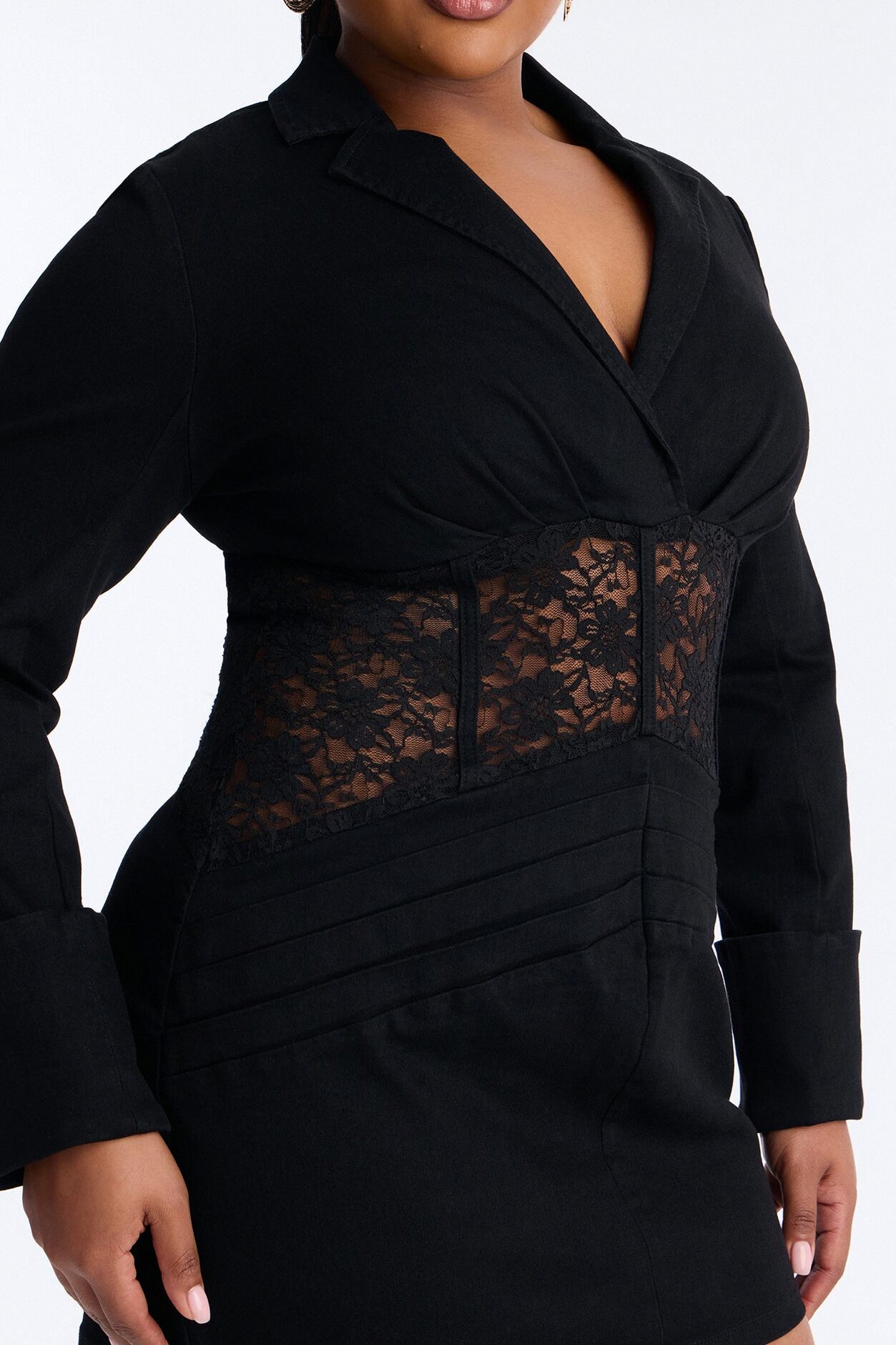 Rebecca Long Sleeve Stretch Denim Mini Dress - Black