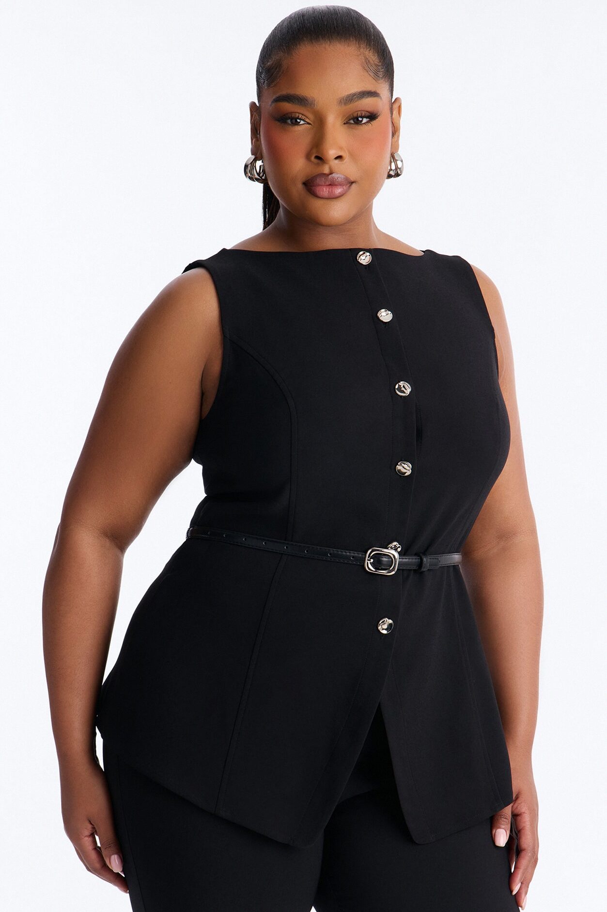 Taryn Belted Capri Jumpsuit - Black