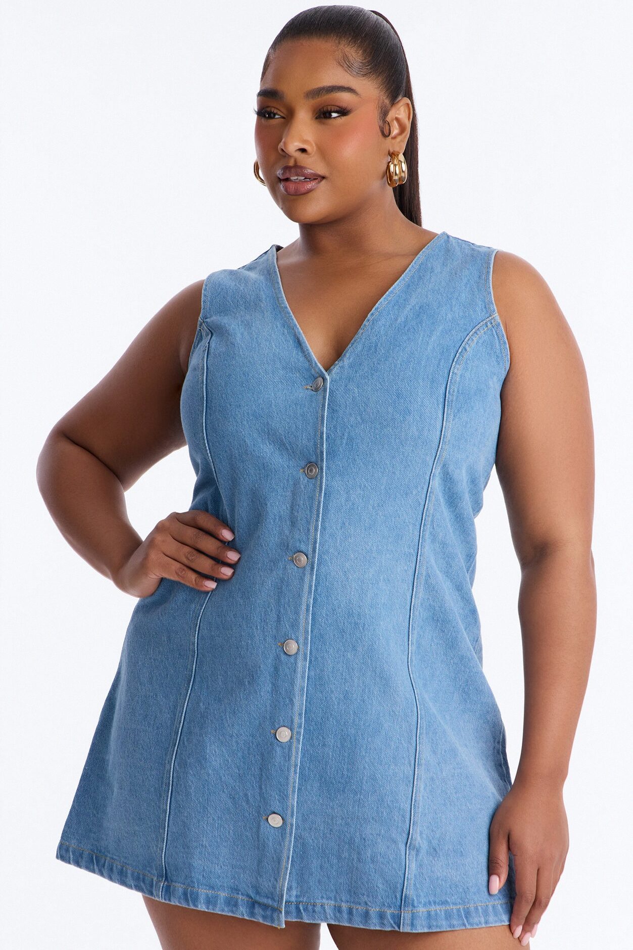 Adalynn Sleeveless Denim Mini Dress - Medium Wash