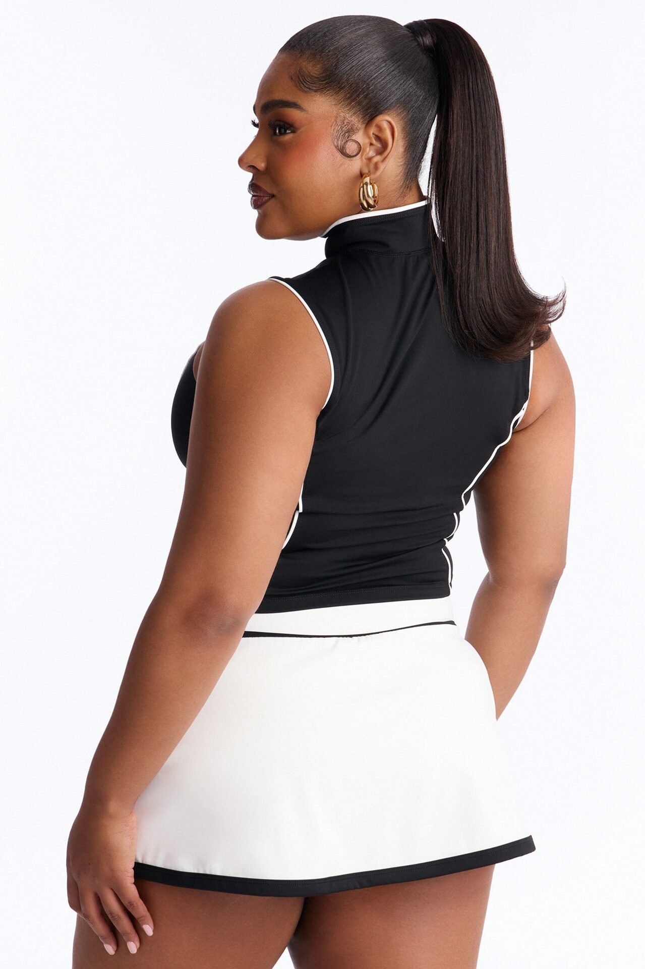 Match Point Mini Skirt Set - Black/White