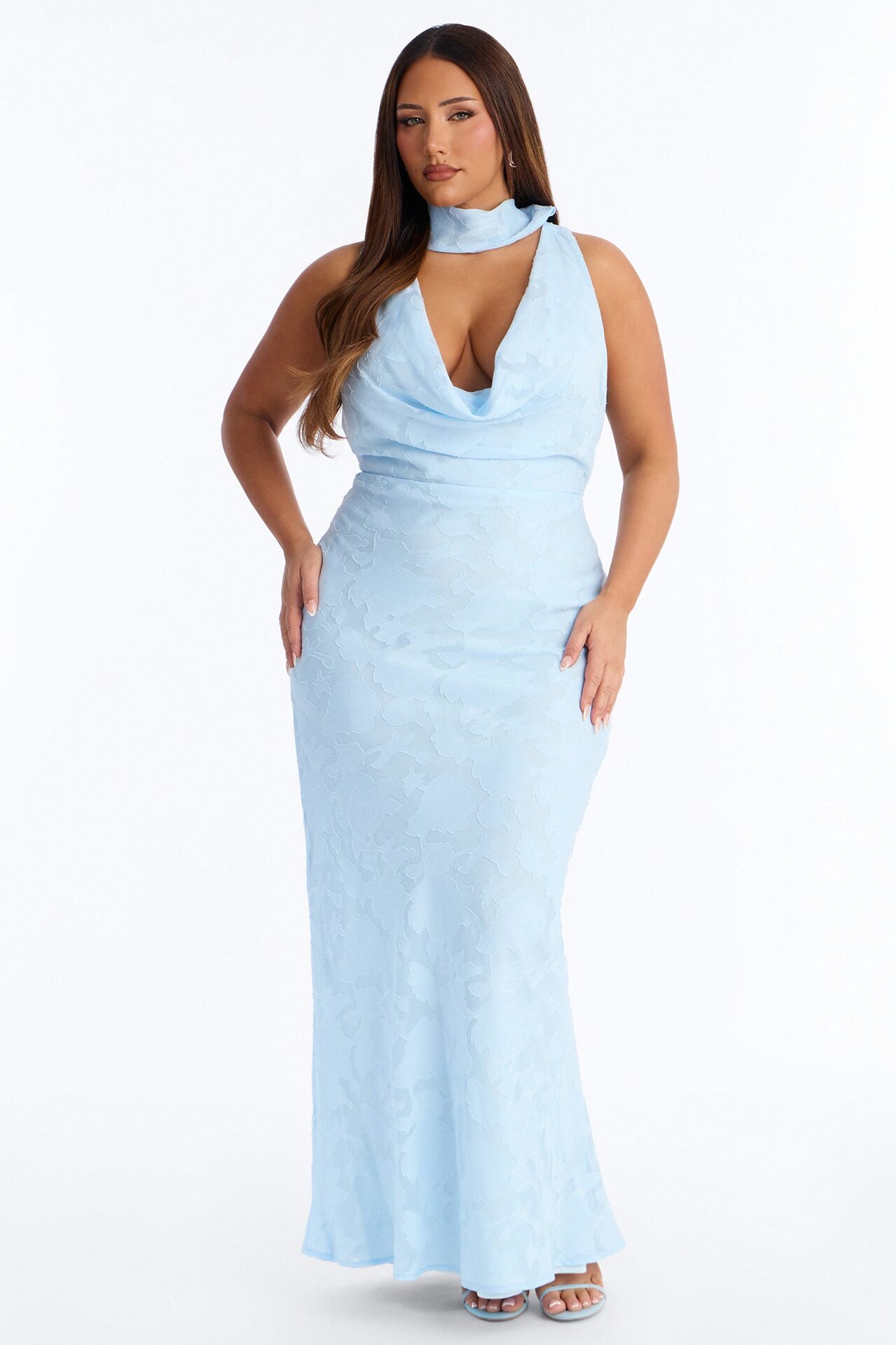 Sugar Rush Floral Chiffon Gown - Light Blue
