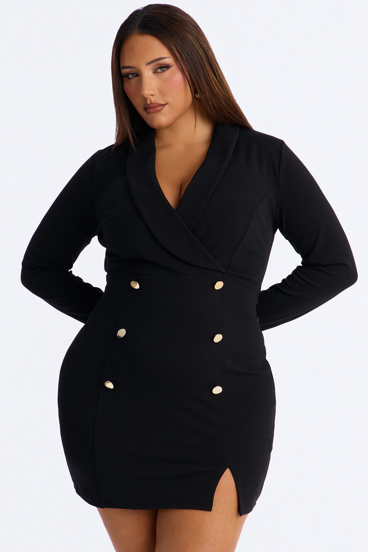 Ember Long Sleeve Blazer Mini Dress - Black
