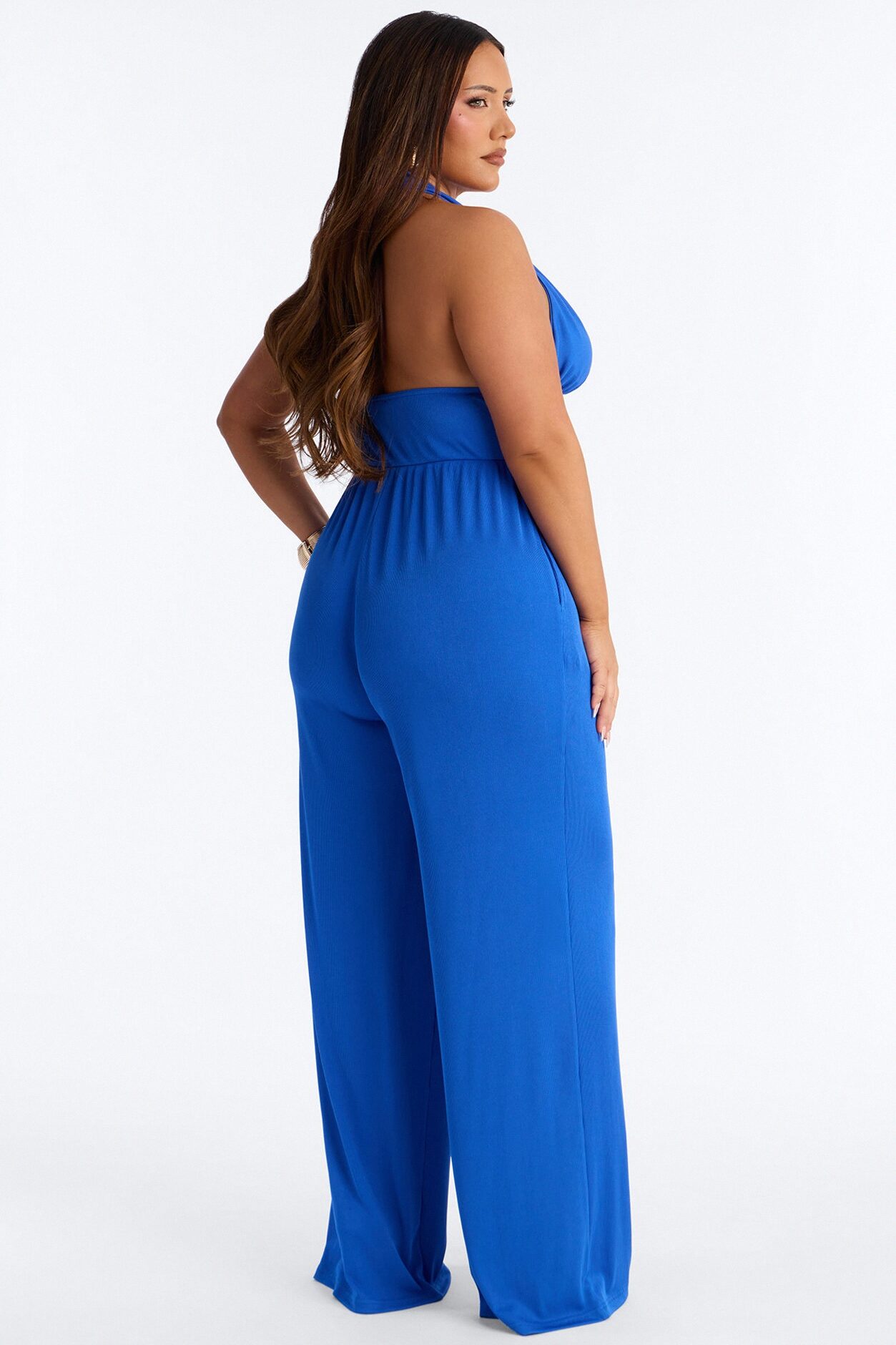 Aryana Plunge Neck Jumpsuit - Royal