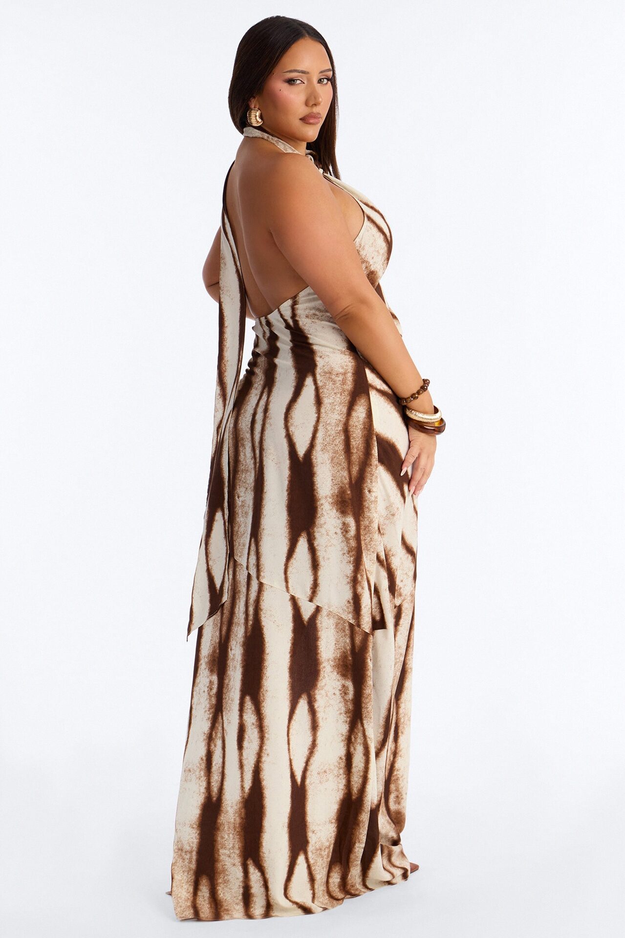 Chic Muse Scarf Maxi Dress - Brown/combo