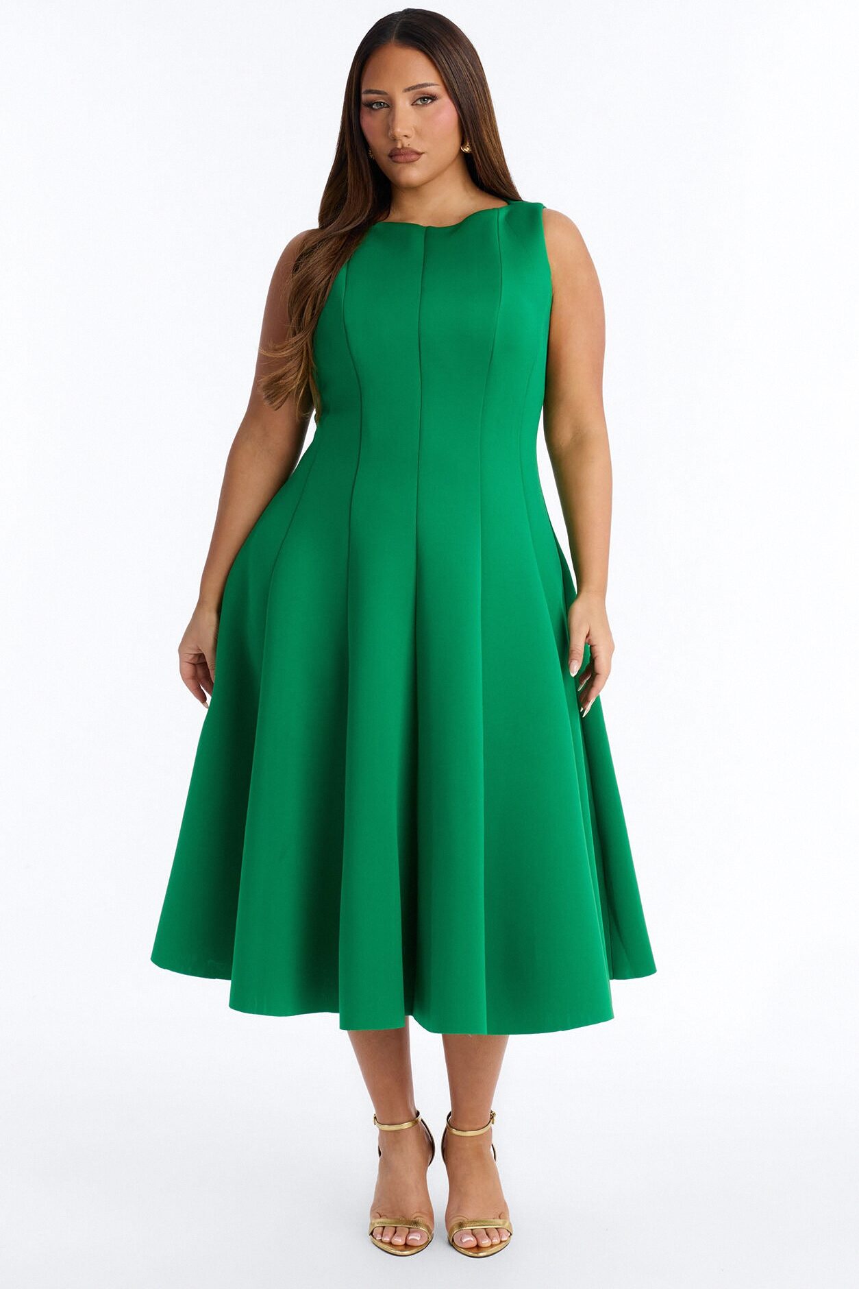 Sweet Sunday Pleated Midi Dress - Kelly Green