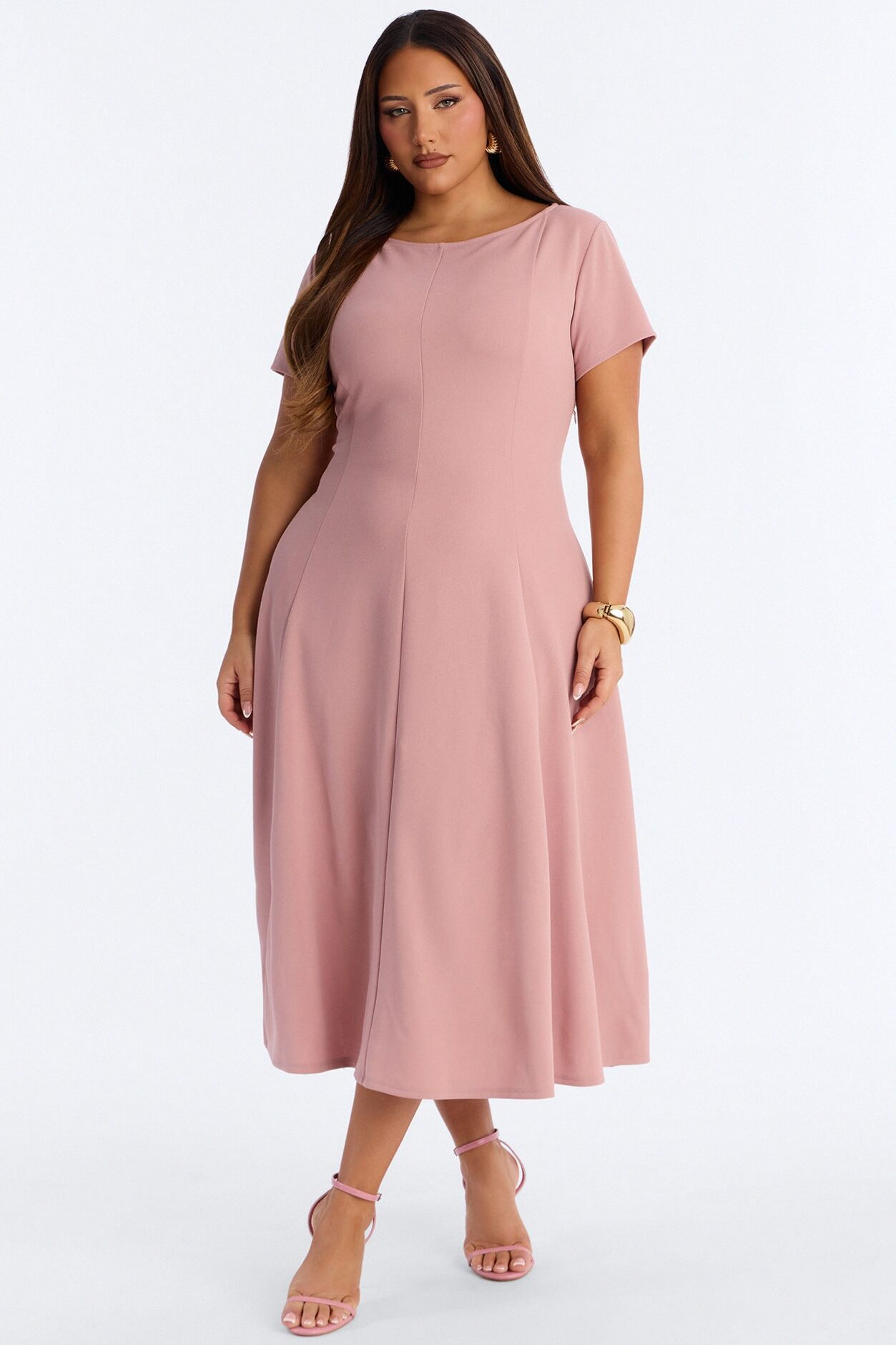 Honor Short Sleeve Midi Dress - Mauve