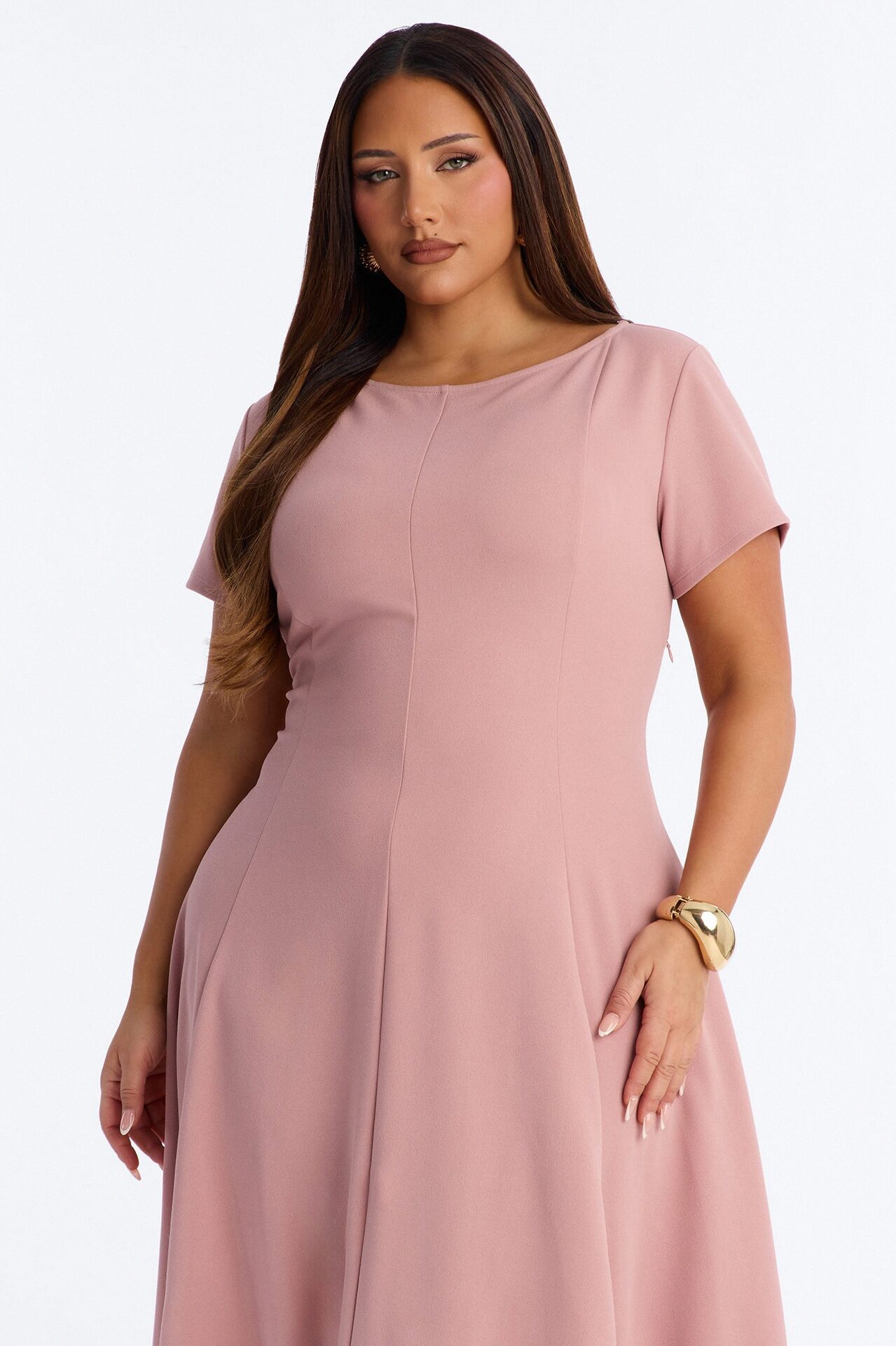 Honor Short Sleeve Midi Dress - Mauve