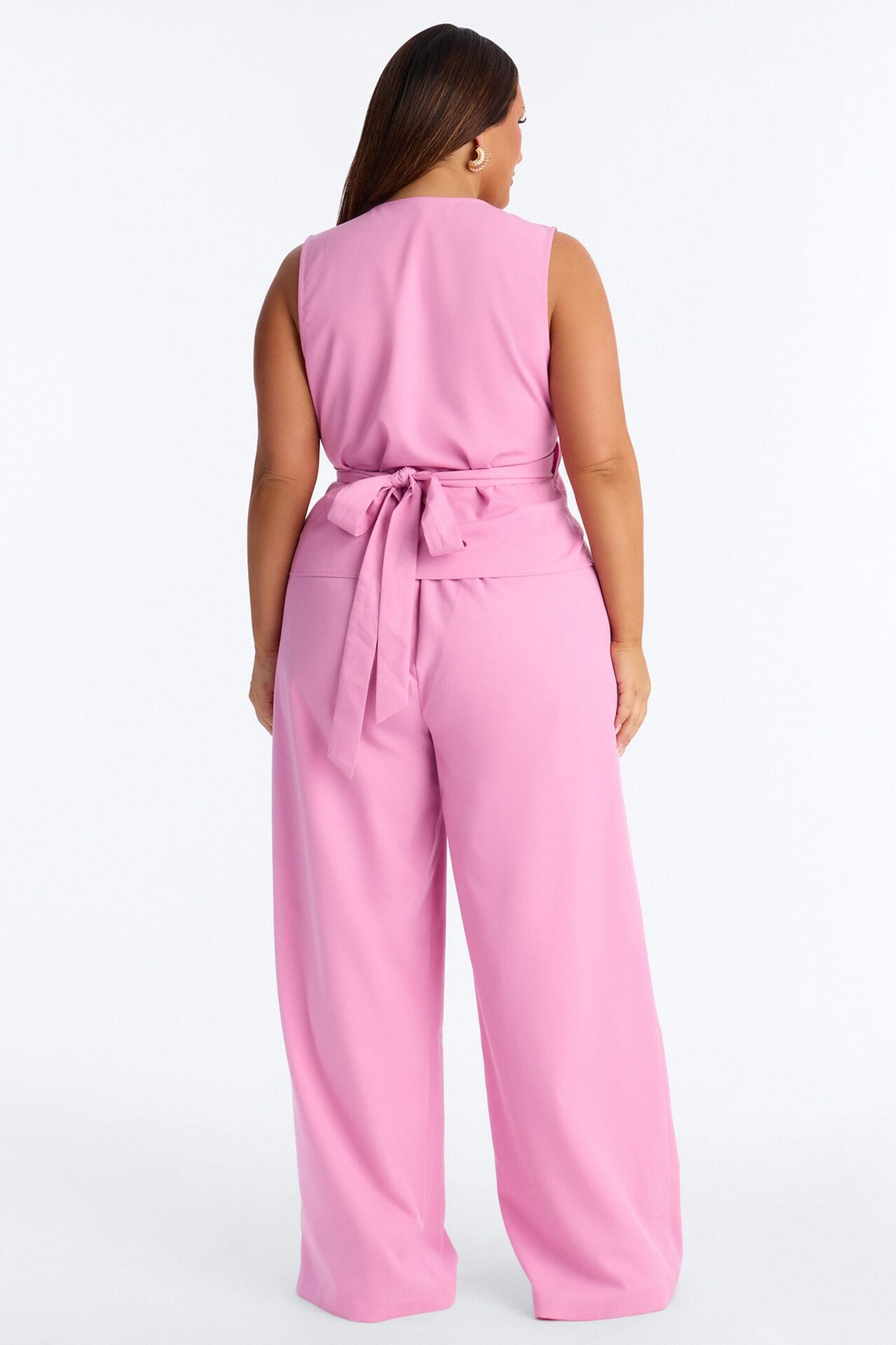 Sarah Fitted Vest Pant Set - Pink