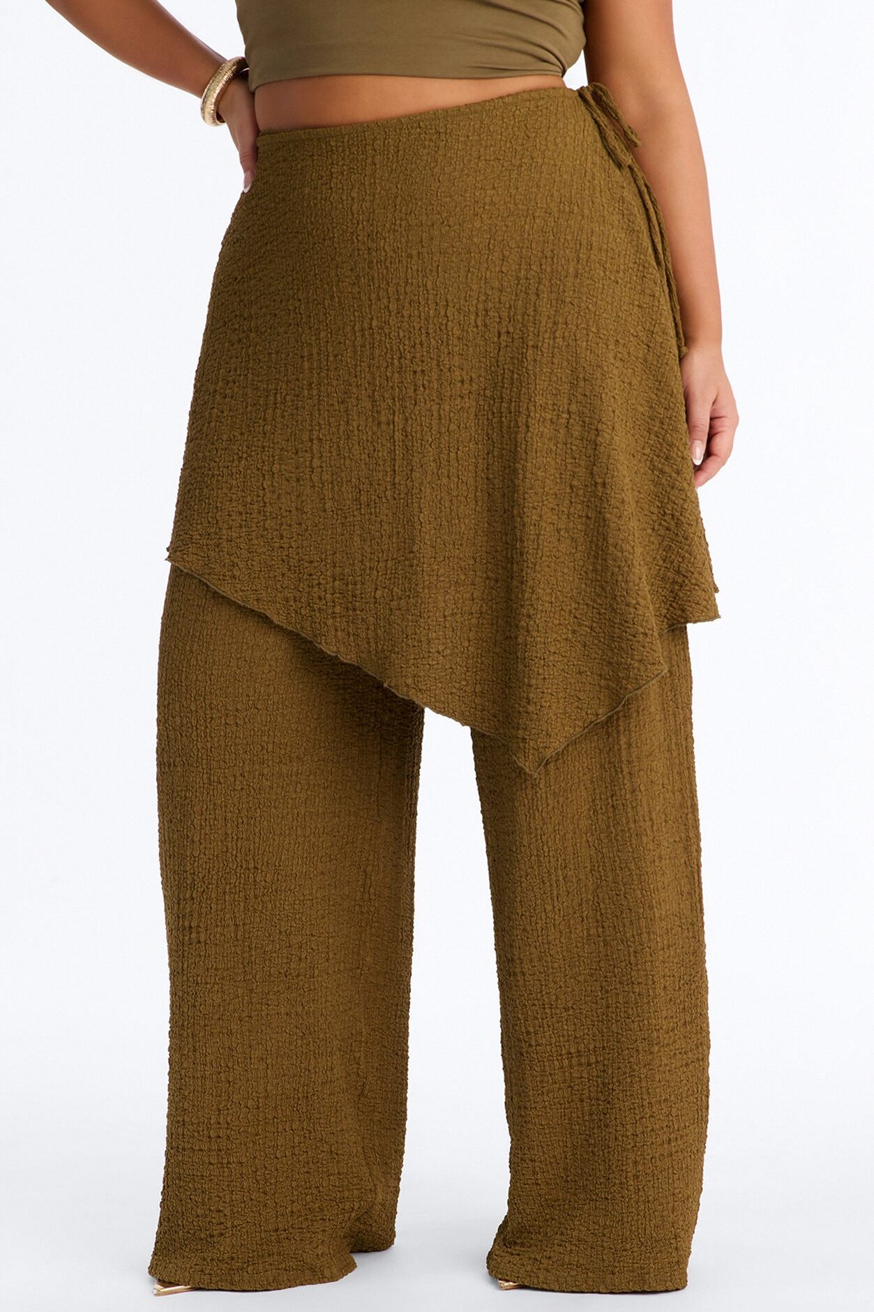 Wrap It Up Skirt Wide Leg Pant 33″ - Olive