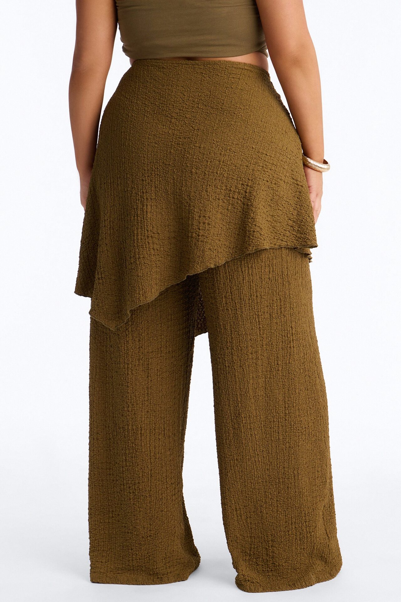 Wrap It Up Skirt Wide Leg Pant 33″ - Olive