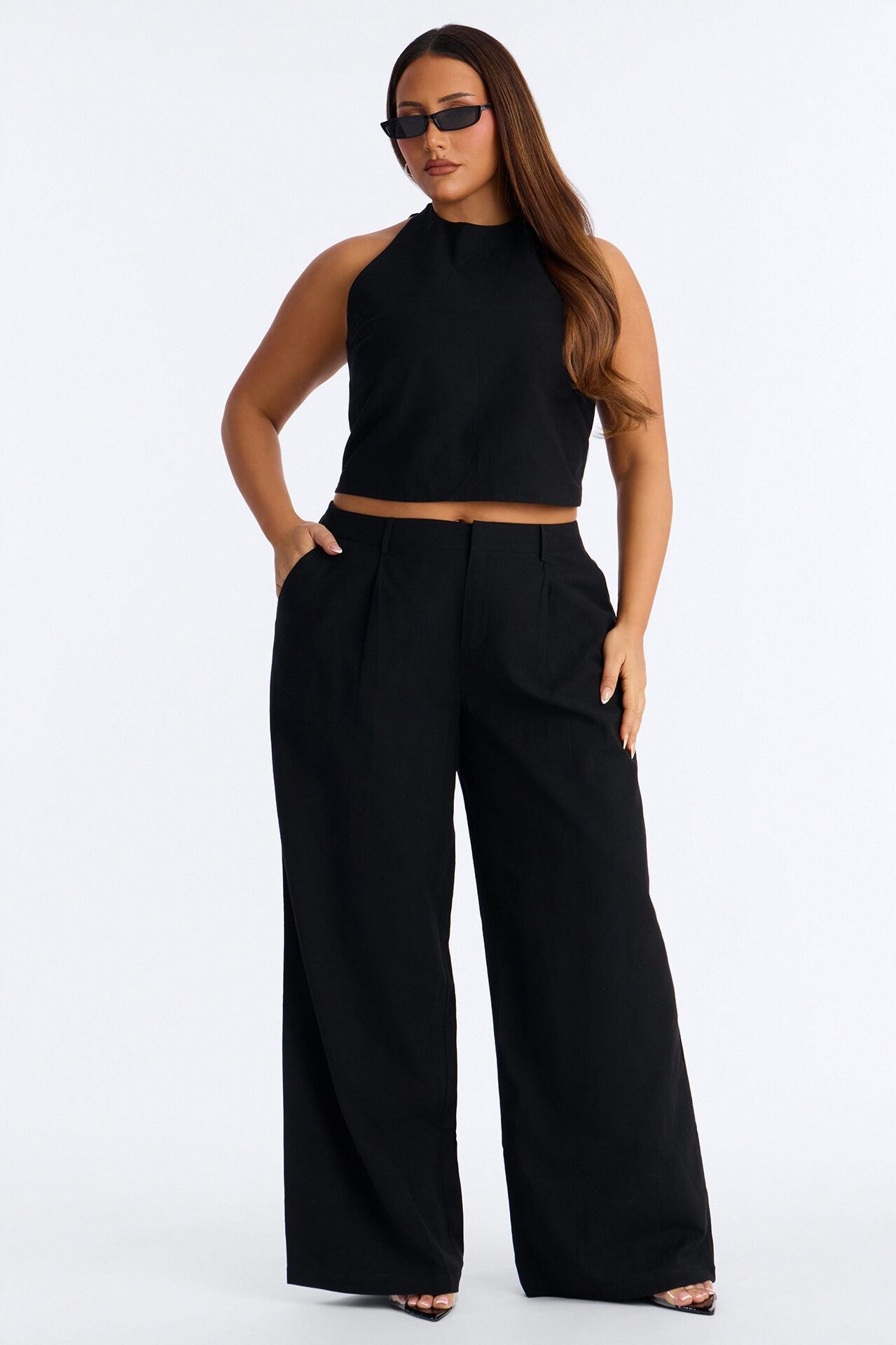 Ocean Breeze Linen Low Rise Pant 33″ - Black